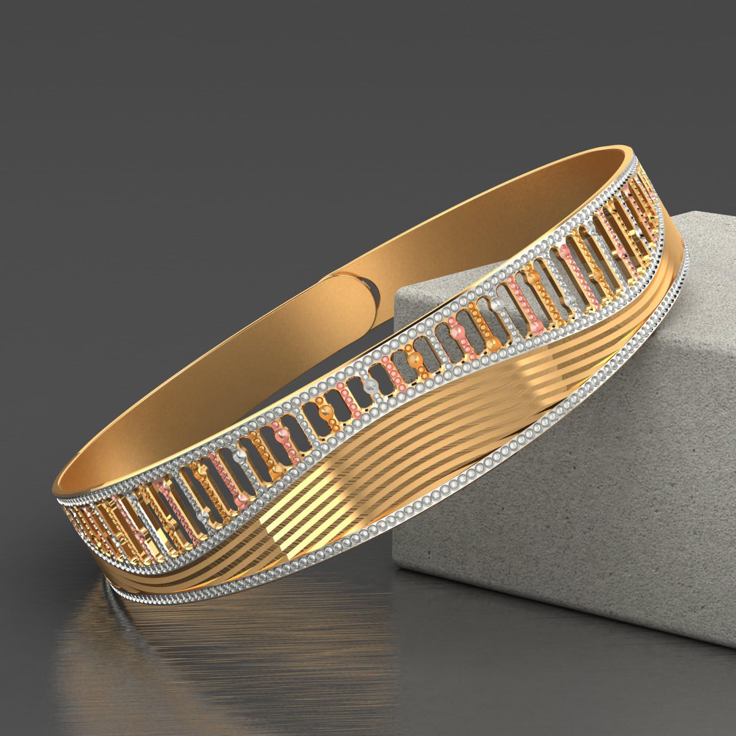 CYGNI BANGLES Womens Luxury Bracelets 18kt Yellow Gold Gold Plated CNC, Bracelet for Women Traditional Design Froming Jewelry (LBR-13)