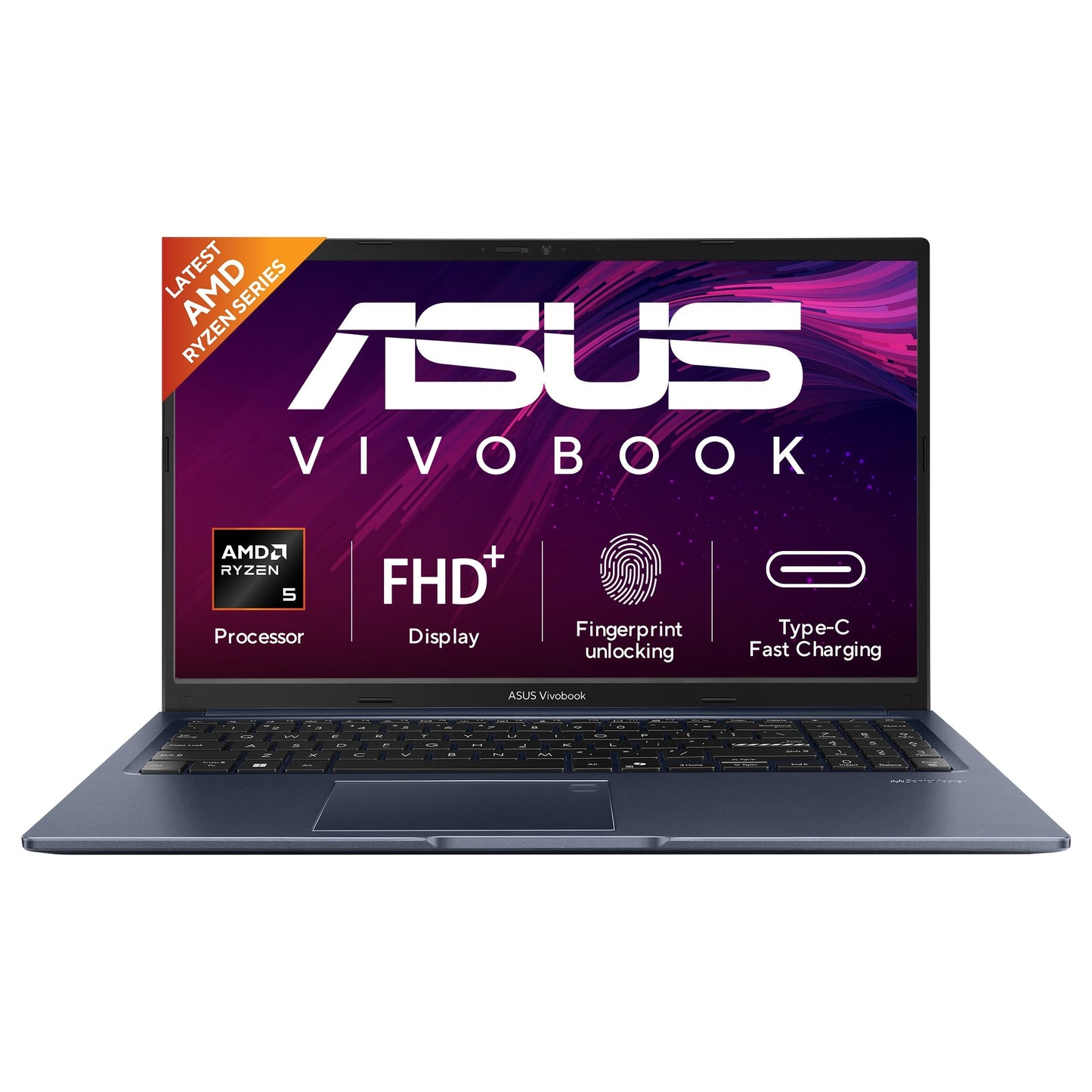 ASUS Vivobook 15 (2026),AMD Ryzen 5 150,Fingerprint Sensor,16GB RAM, 512GB SSD,FHD, 15.6", (39.6 cm),Windows 11,M365 Basic(1 Year)* Office 2024,Quiet Blue,1.70 kg,M1502NAQ-BQ118WS,Thin & Light Laptop