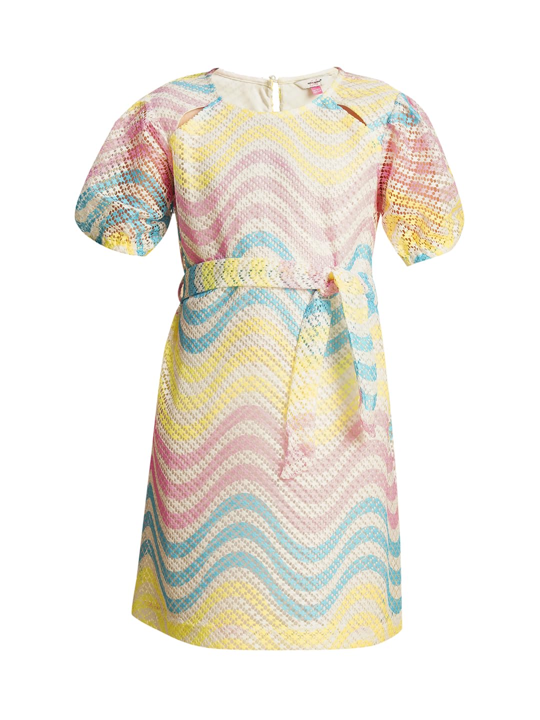 VERO MODA Girls A-Line Multicolor Dress with Belt