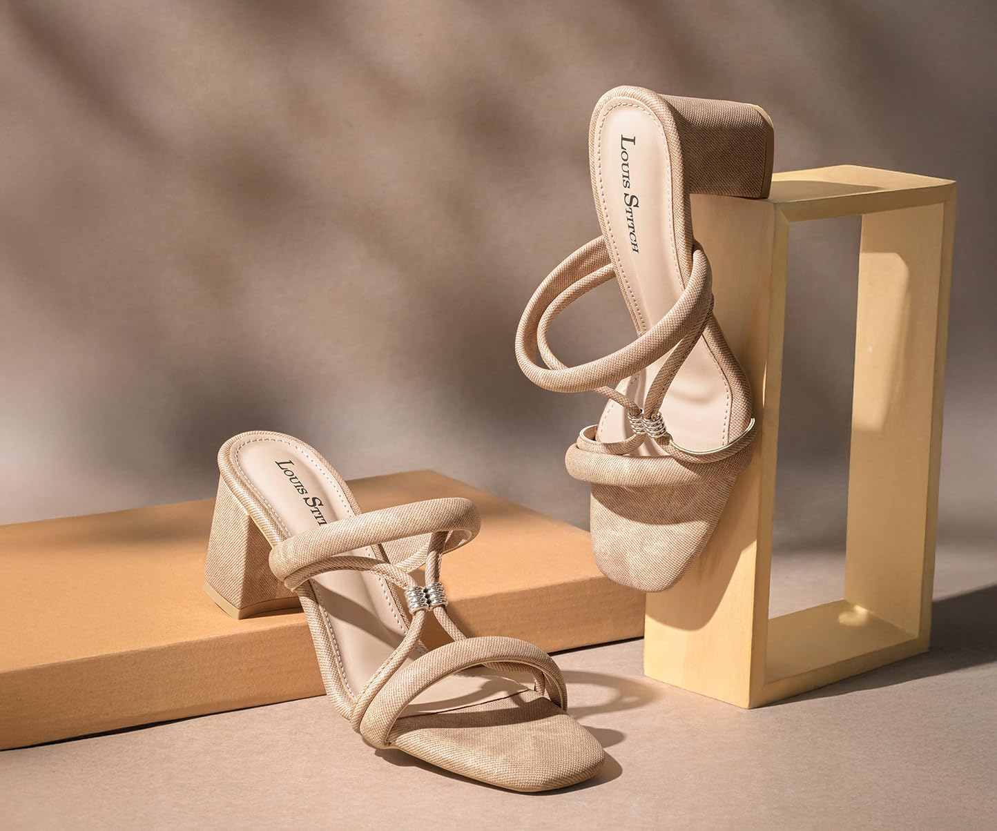 LOUIS STITCH Women’s Denim Block Heel Sandals | Comfortable Sandal for Ladies | LSOF-LDBH-SBDN