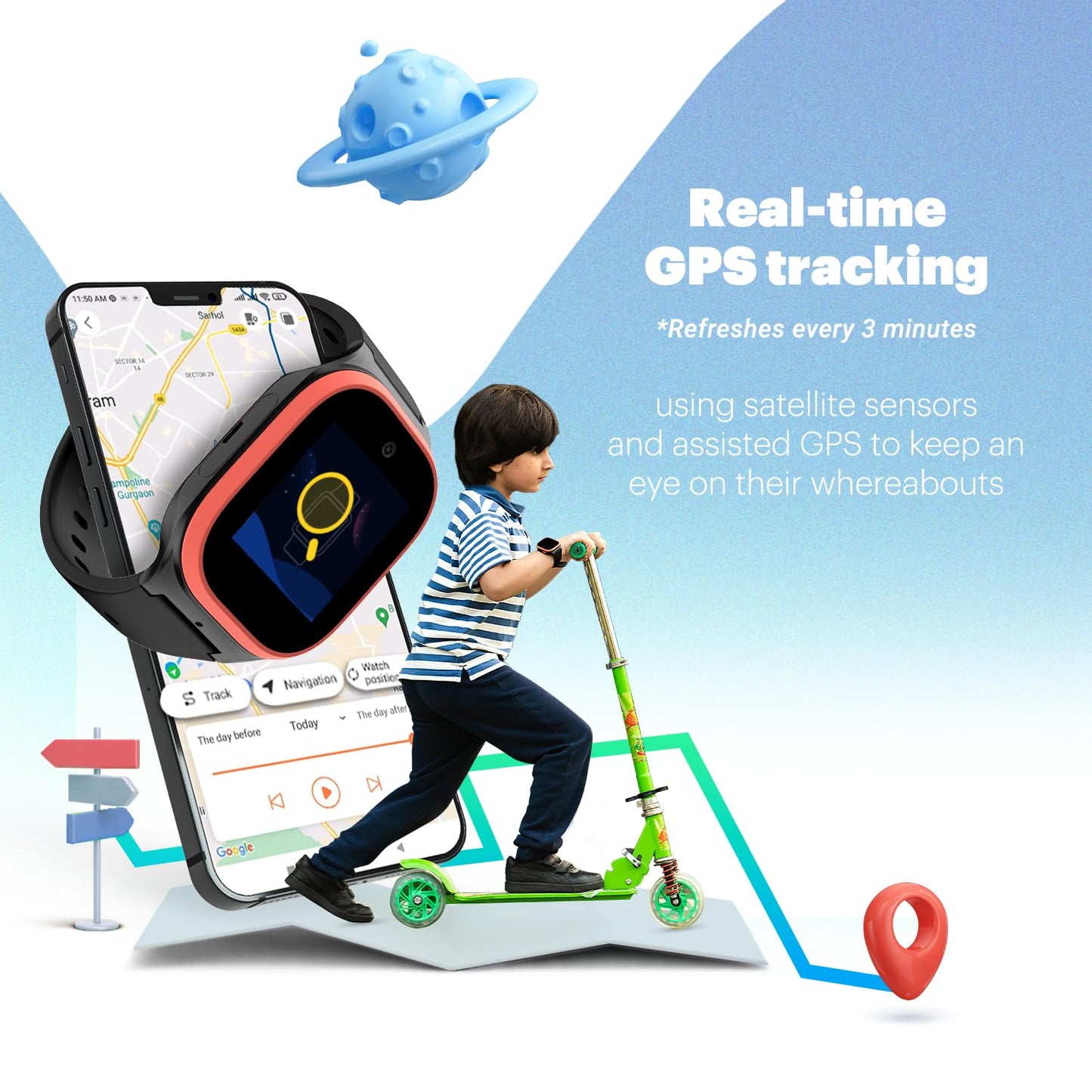 Noise Scout Kids smartwatch with Assisted GPS Tracking, 4G Video & Voice Calling, Parental Control, Long Battery, Habit Formation, in-Built Games, Buddy app for Parents (Ninja Green)