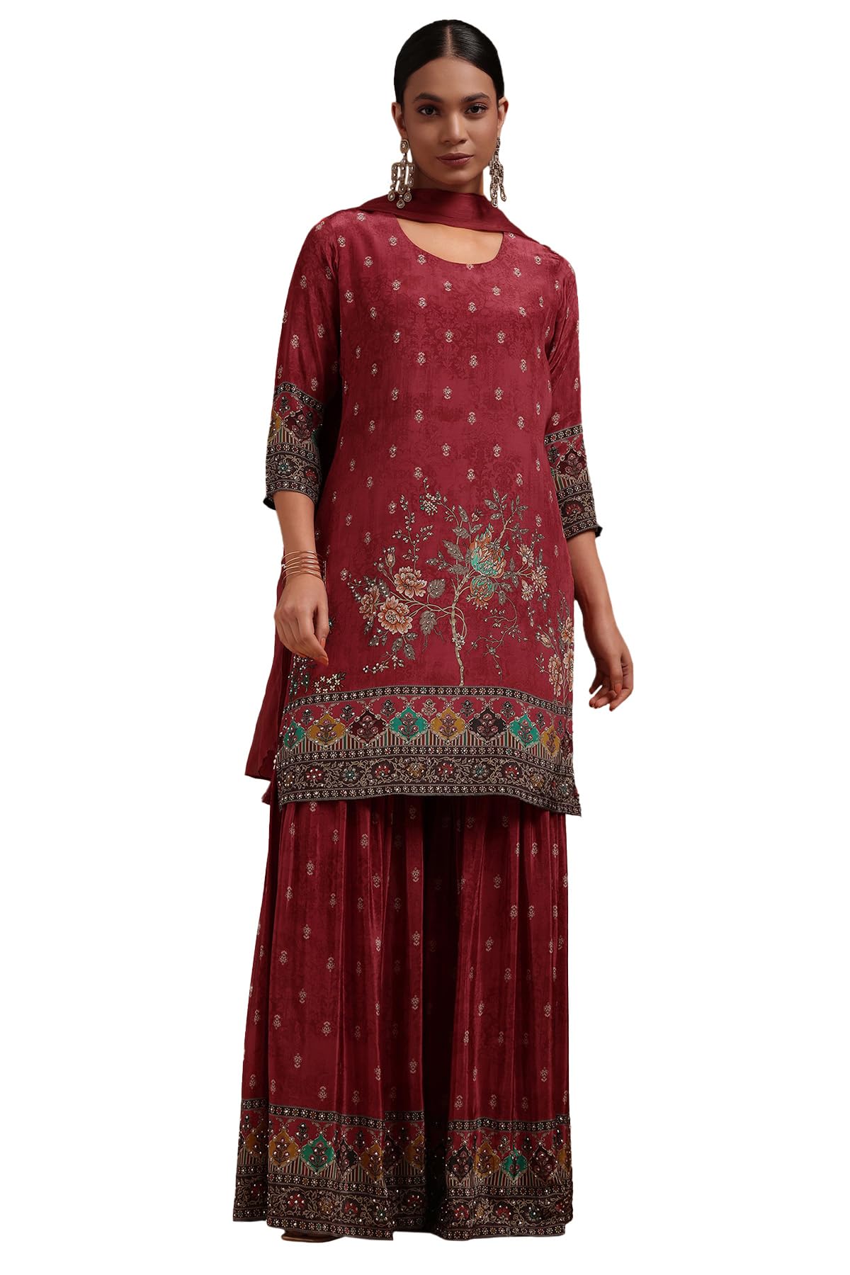 Soch Women's Crepe Salwar Suit Set (EWA5CD22372_Red
