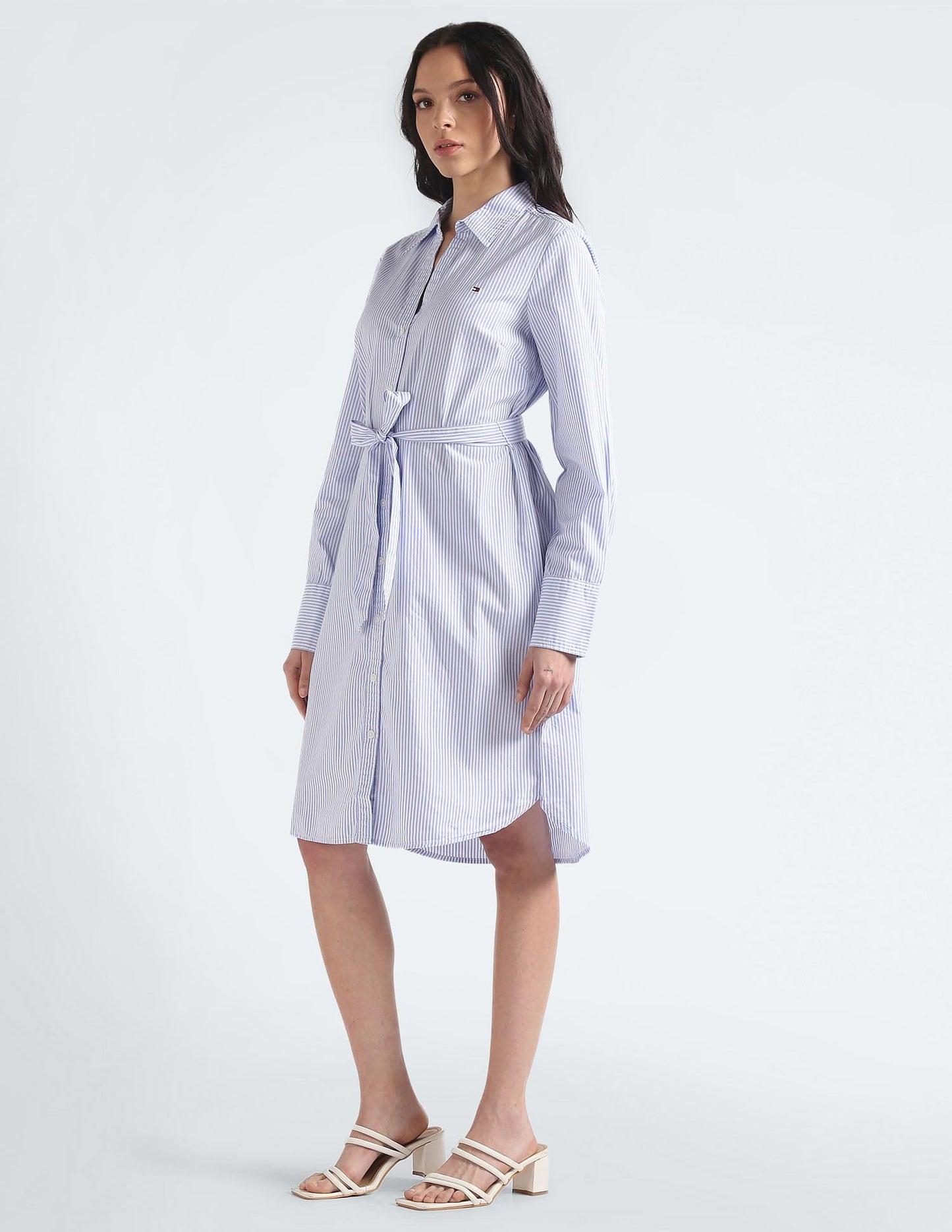 Tommy Hilfiger Women's Cotton Shirt Above The Knee Dress (S24HWDR036_White_2XL)