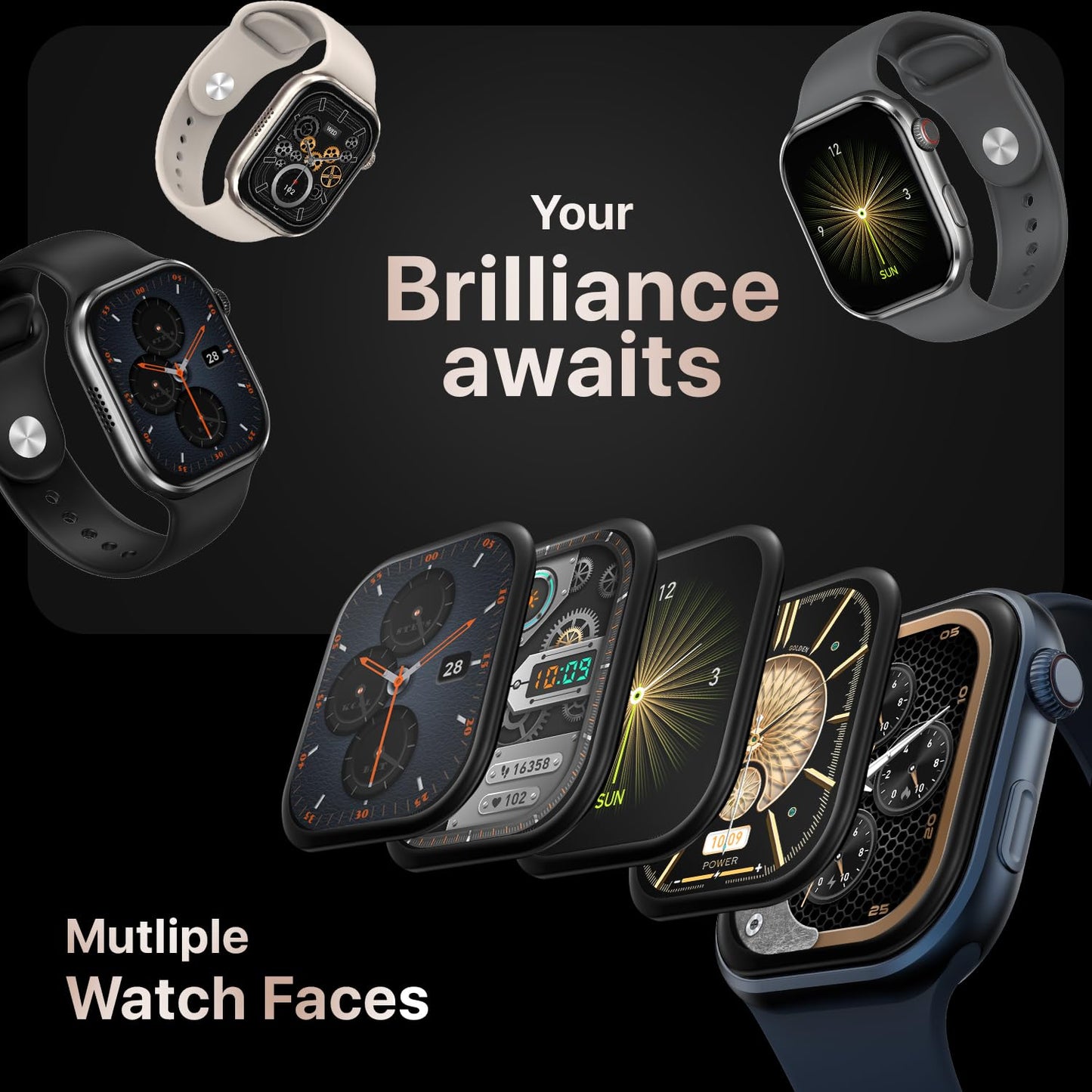 Fire-Boltt Brillia Smart Watch 2.02” Super AMOLED Display, Bluetooth Calling, SpO2, Heart Rate Monitor, 120+ Sports Modes, Fitness Tracker, Voice Assistant, Smart Watch for Man & Women– Black