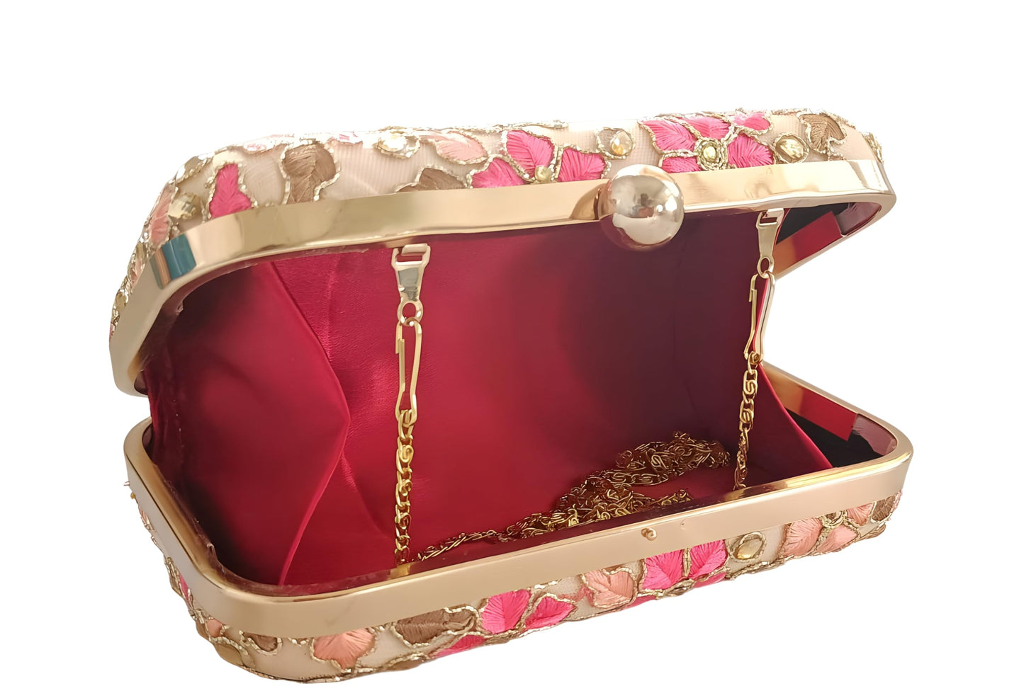 DUCHESS Women's Floral Peach Box Clutch (7"x4")