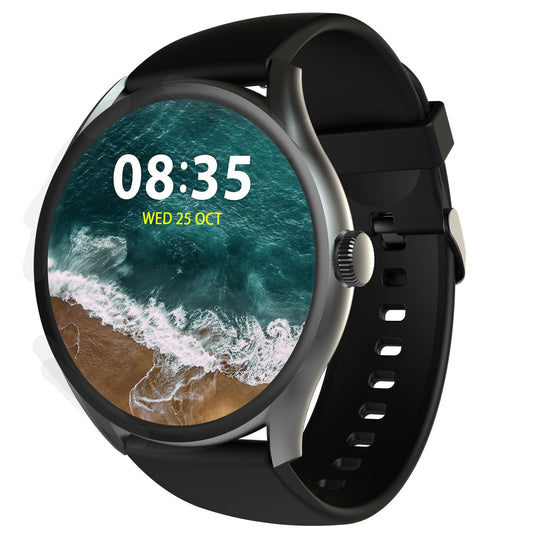 beatXP Vega 1.43" (3.6 cm) Super AMOLED Display, One-Tap Bluetooth Calling Smart Watch, 1000 Nits Brightness, Fast Charging, 24 * 7 Health Monitoring (Electric Black)