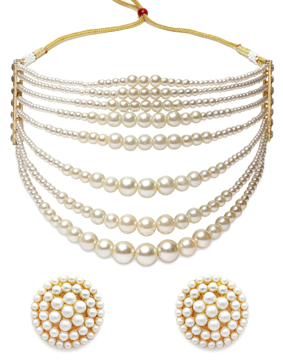 Shining Diva Fashion Pearl Necklace Jewellery Set for Women Latest Stylish Design Fancy Wedding Party Choker (15863s)