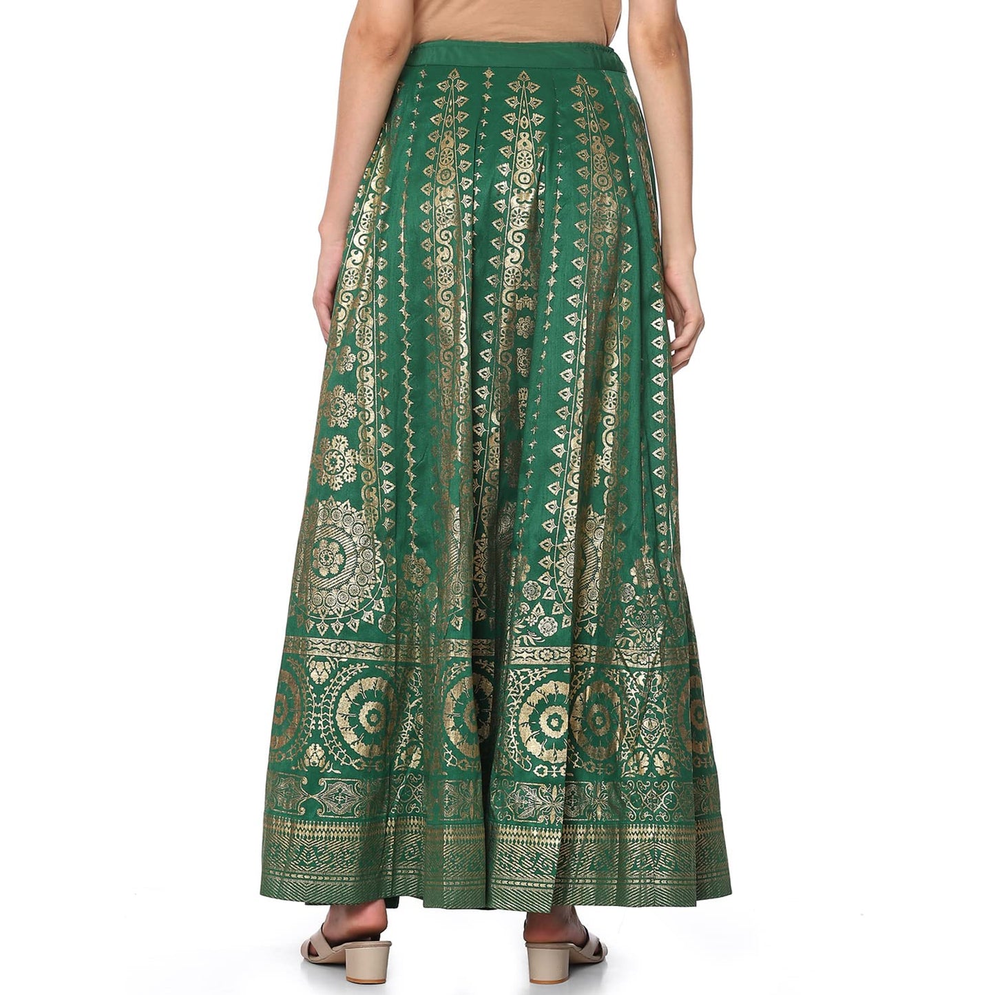 BIBA Women Printed Flared Mix and Match(SKIRTS/T18595_Green_L)