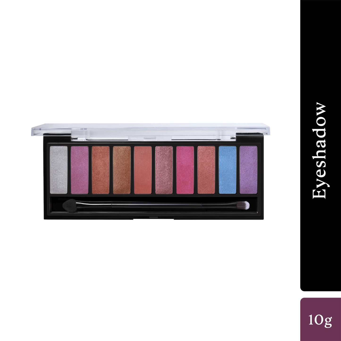 Dazller Eyeshadow 10-in-1 Palette,10g, DES6, Velvety Texture, No Patchiness, Easy blending, with Sponge-Brush Applicator (Multicolor)