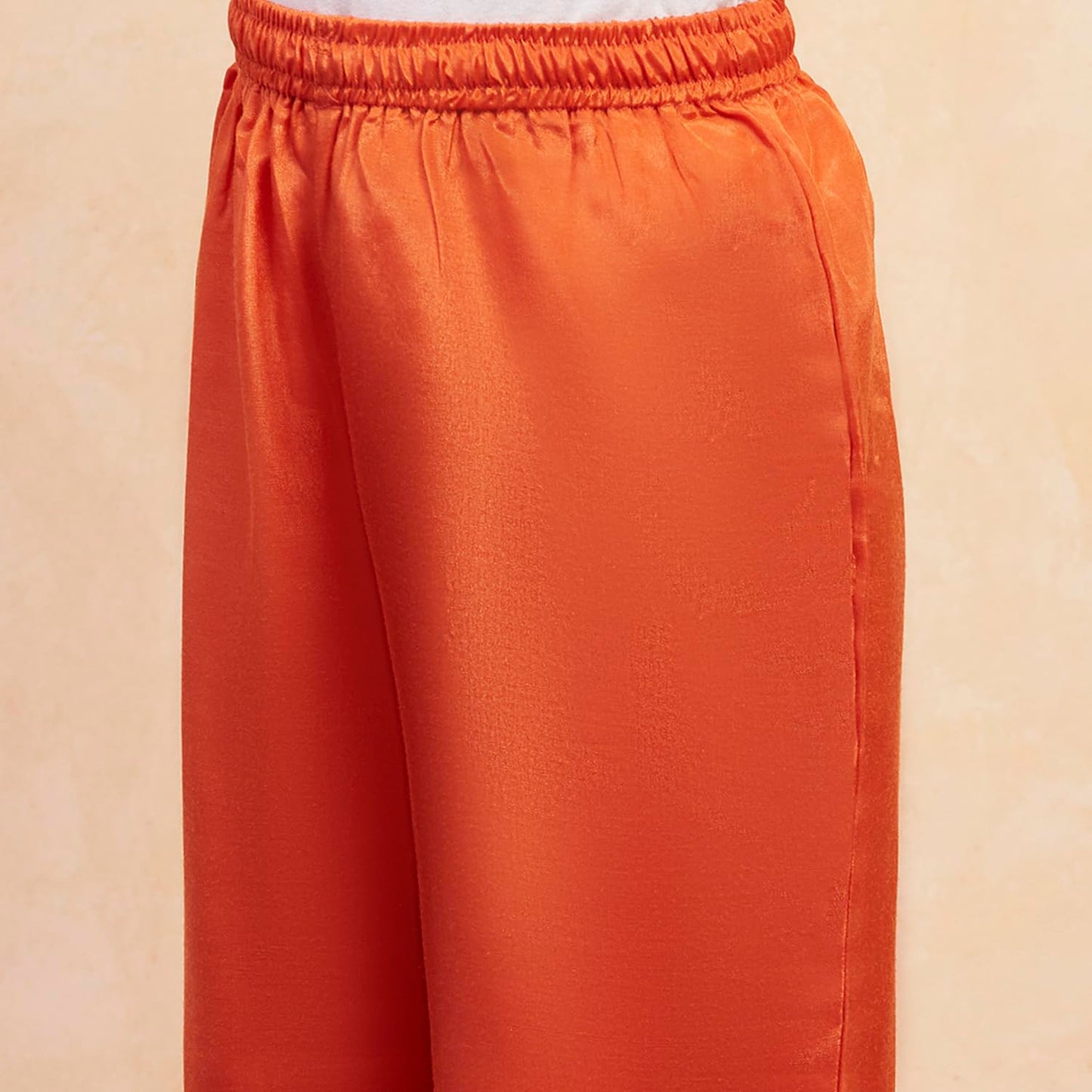 Biba Girl's Polyester Kurta Set (KWFNFES6386OSS25ORG_Orange