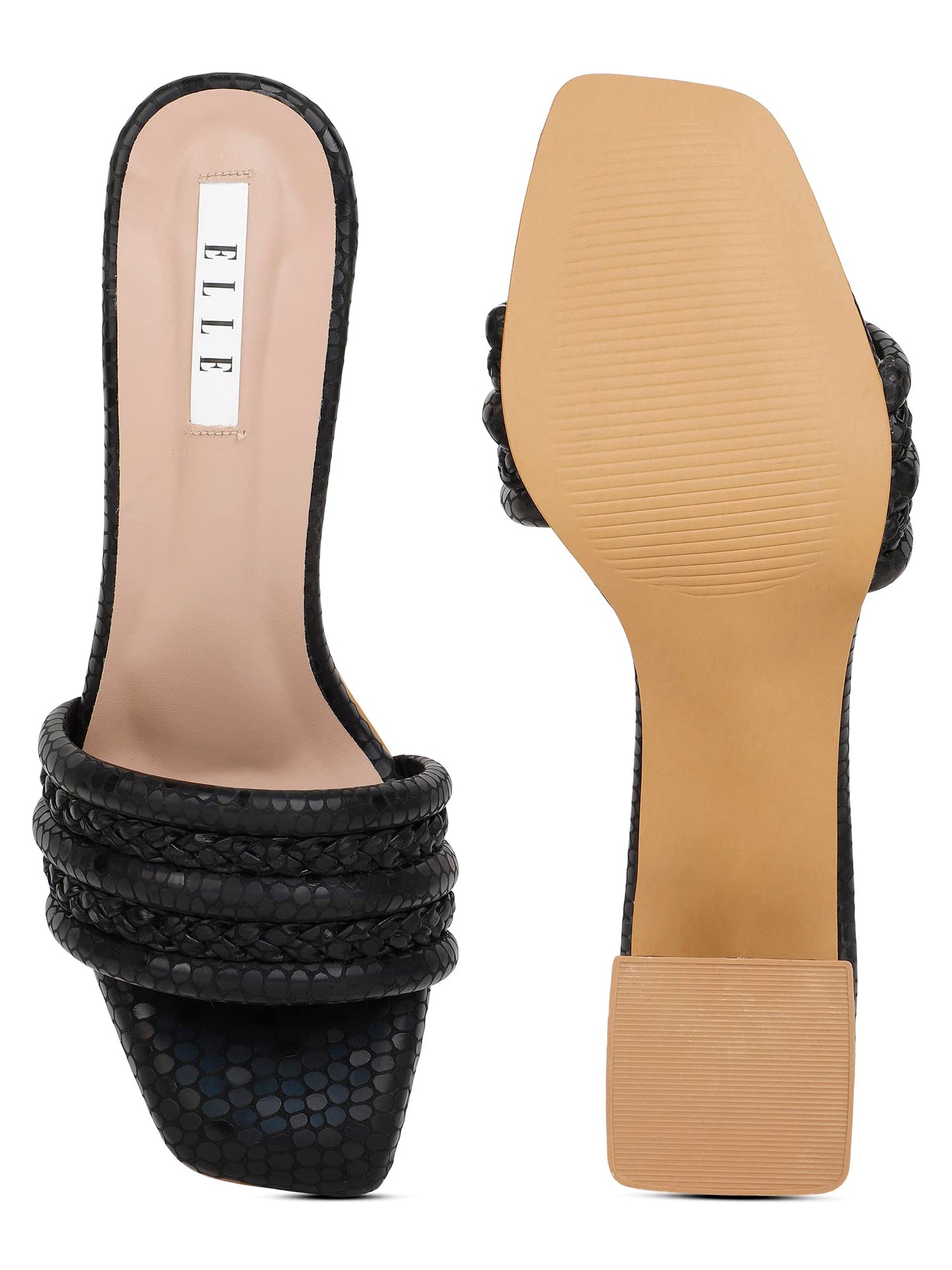 ELLE Women's Black Block Sandals