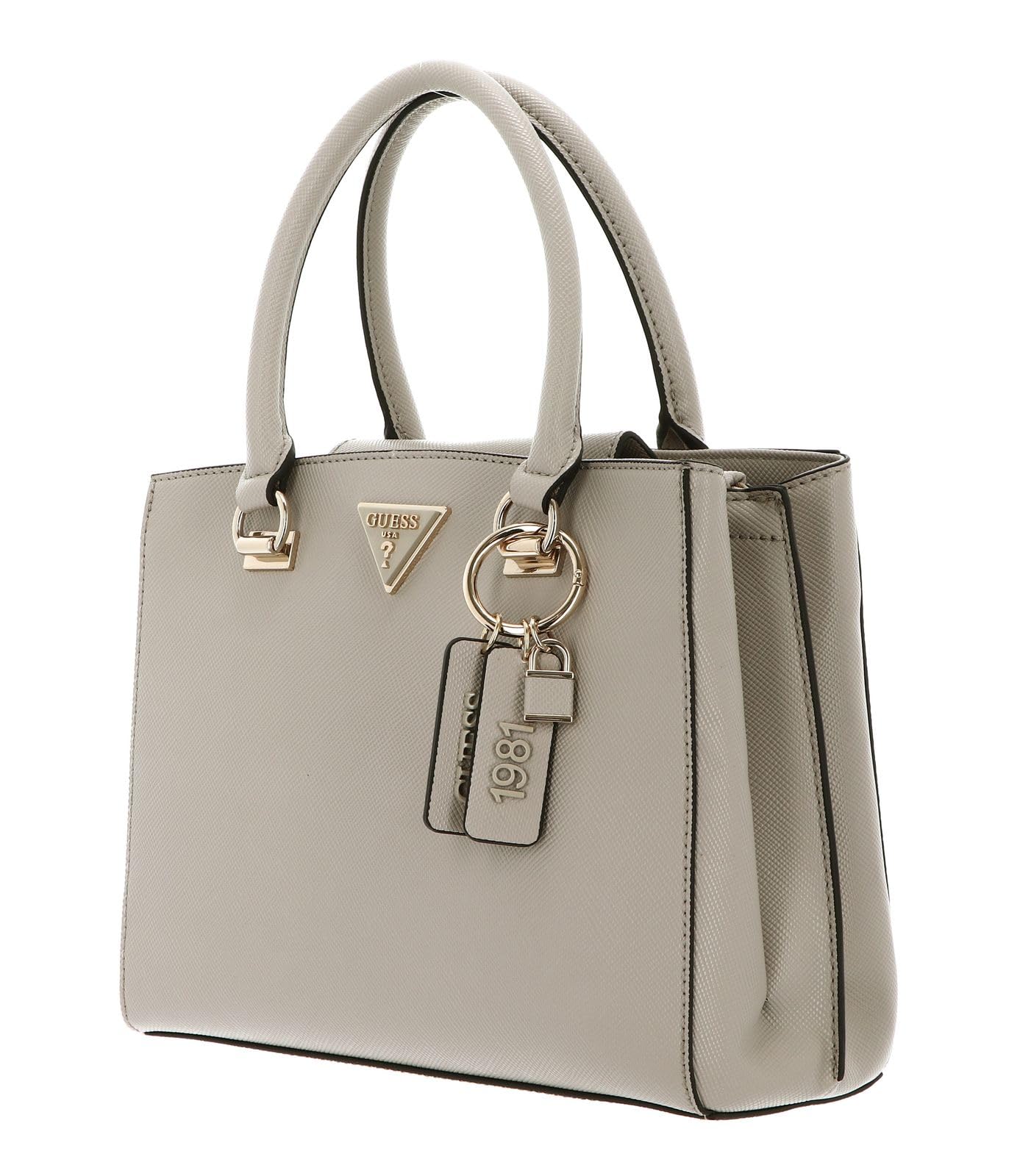 GUESS Womens Noelle Luxury Satchel Handbag (pack of 1), Taupe, One Size, Noelle Luxury Satchel