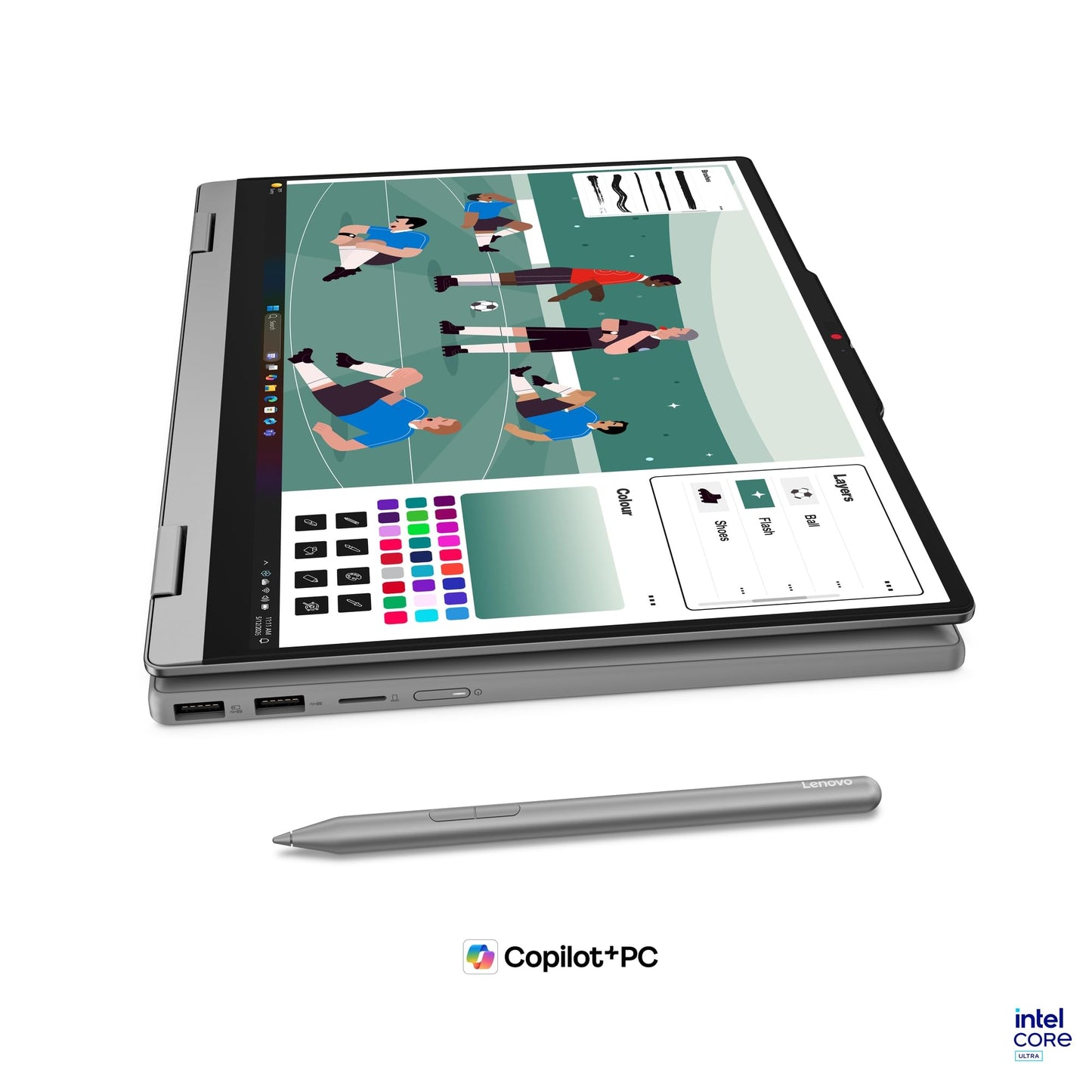 Lenovo IdeaPad 5 2-in-1 Convertible Laptop Intel Core Ultra 5 322 16GB RAM 512GB SSD 14" (35.5cm) WUXGA IPS Copilot+PC Windows 11 MS365 Basic+Office 2024 Lenovo Pen 2 1Yr ADP Grey 1.54Kg 83UG000HIN