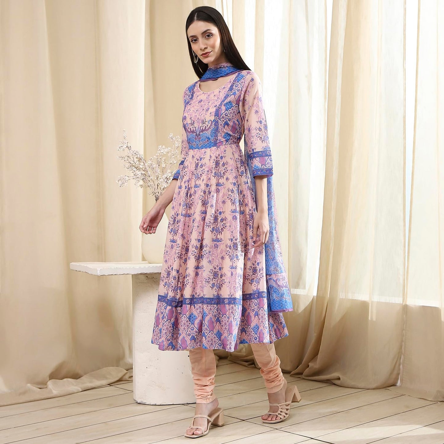 Biba Women's Voile 92X80 Kurta Set (SKDVIN8652ESS25BLU_Blue