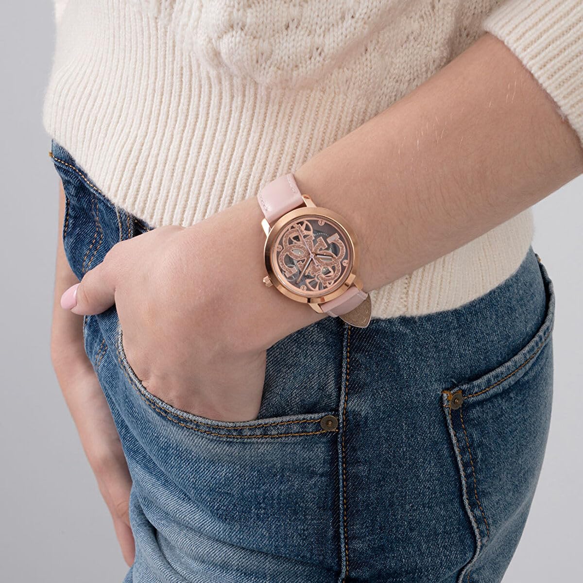 Guess Quattro Clear Collection Analog Gold Dial Women's Watch-GW0383L2