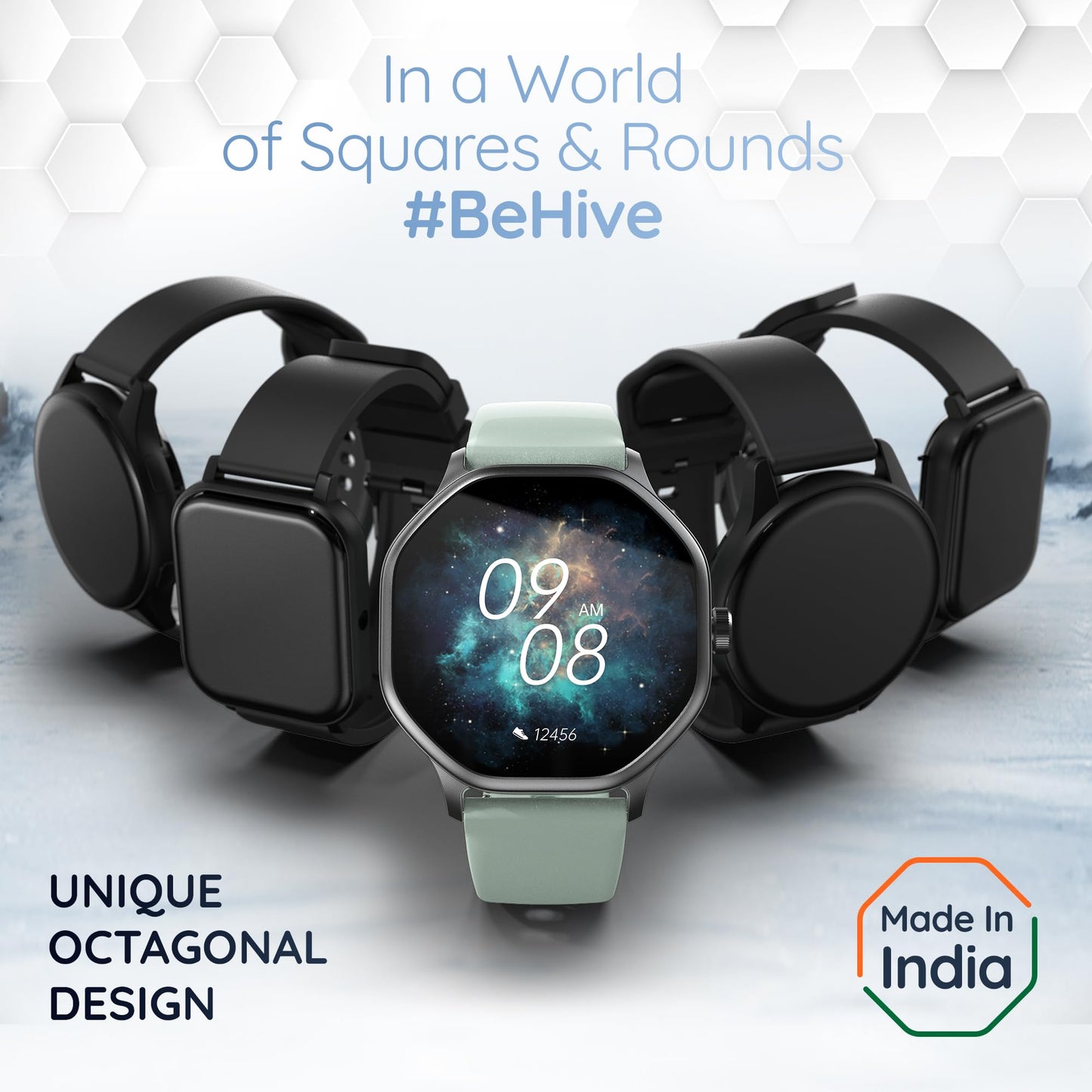 Pebble Hive 1.39" Octa Display Smartwatch | BT Calling | Multi Sports Modes | Sleep Monitoring | Health Suite | Customizable Watch Faces | in-Built Games & World Clock