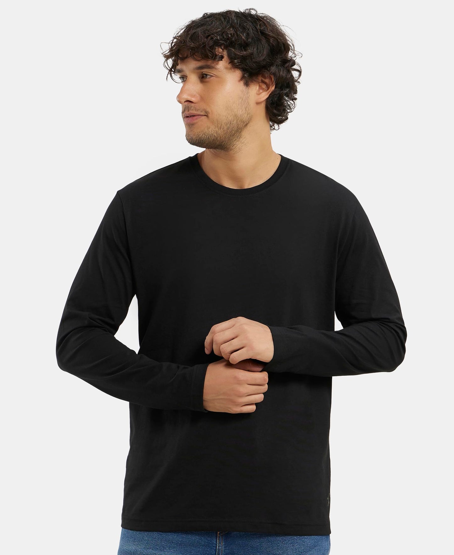 Jockey Men's Regular Fit Round Neck Full Sleeved T-Shirt AM95_Black_L