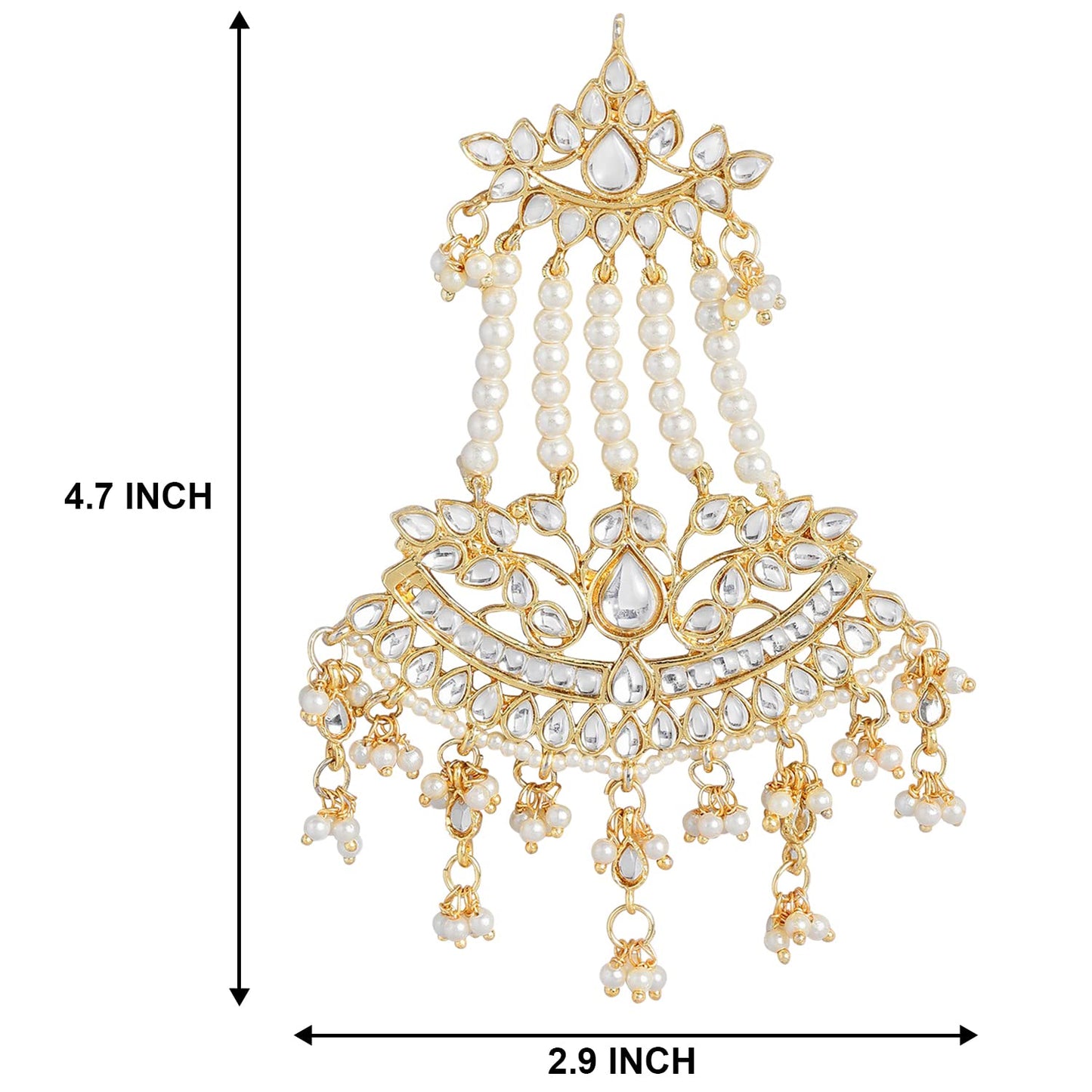 Peora Gold Plated Kundan & Pearl Pasa/Hair Kalank Traditional Jewellery for Women