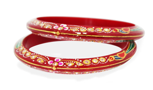 Sahajanand Ornaments Ltd Women Chudi | Bangles | Thanksgiving | Gift For Loved-One | Set Of 2 | All Occasions | Dailywear Shining Warrantee (20 K Gold With Certificate (Red, 2-4)