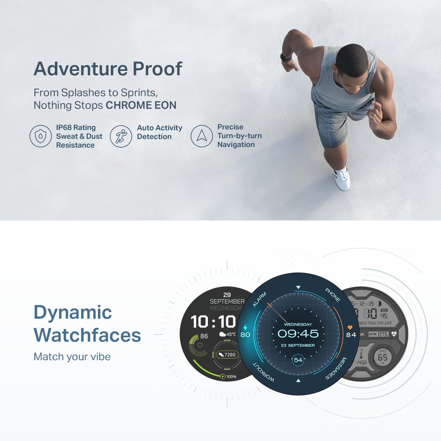 Boat Chrome Eon, 1.43” (3.63 cm) AMOLED Display, AI Coach Health Insights,Advanced S1 Processor,Auto Heart Rate, HRV,VO2 Max, Stress, TBT Navigation, IP68, Smart Watch for Men & Women (Active Black)