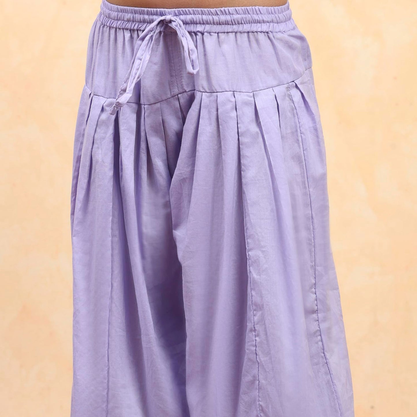 Biba Girl's Purple Cotton Tiered Printed Kurta Salwar Set