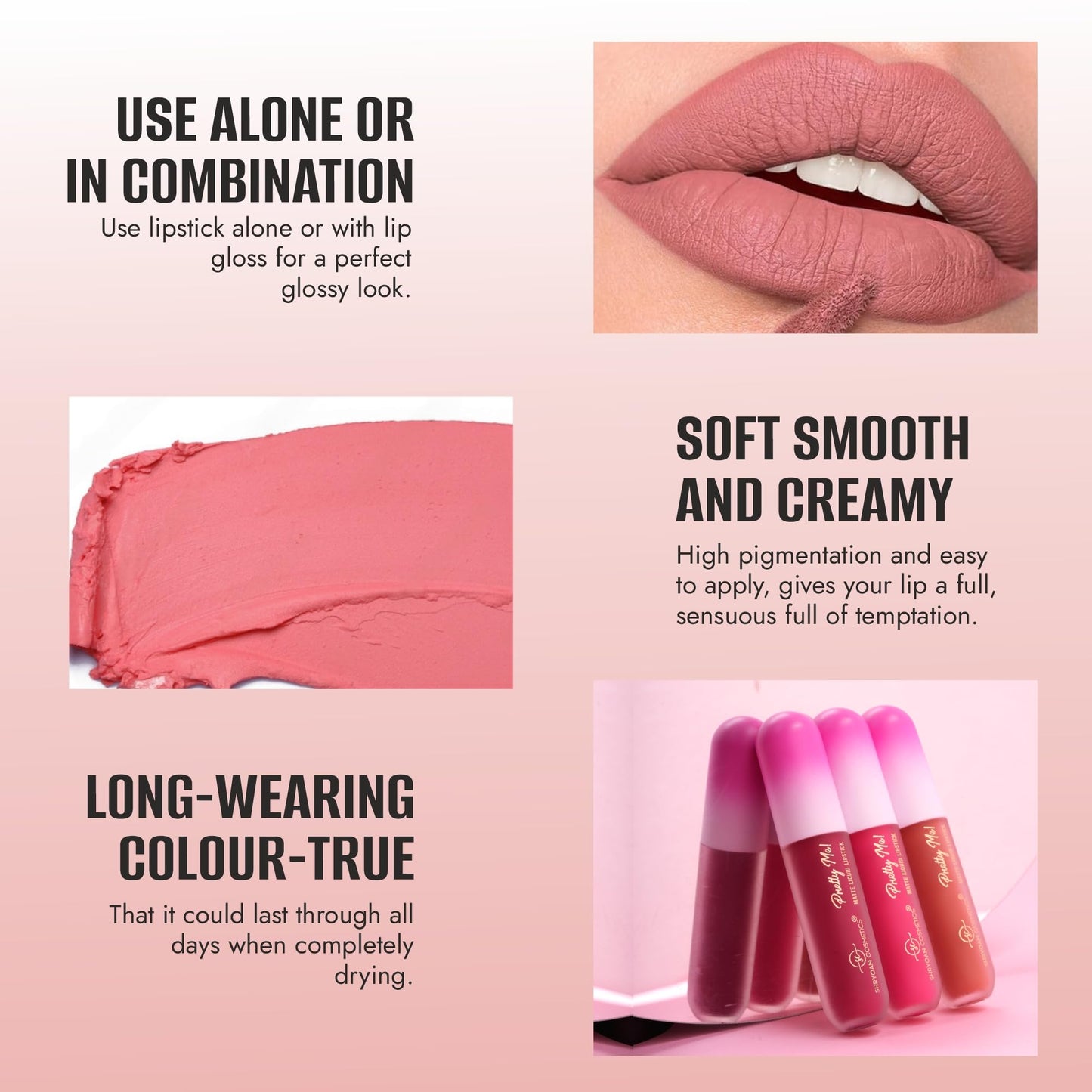 Shryoan Pretty Me! 2 Liquid Lipstick & 1 Lip Gloss | Transfer Proof & Highly Pigmented| Waterproof & Smudge-Proof | Pack of 3 | 6ml (Each) (Shades of Pink, Pack OF 3)