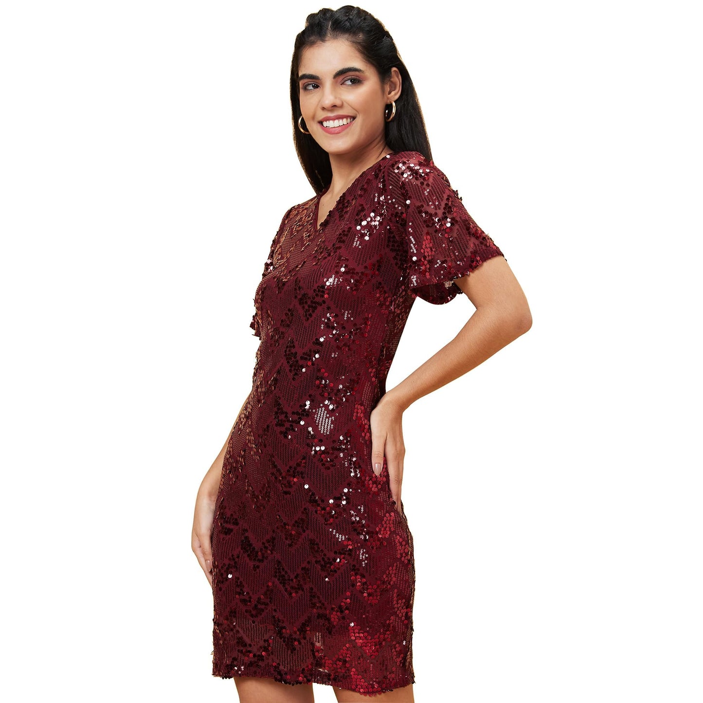 Globus Women Dress (GS512420_Maroon_3XL)