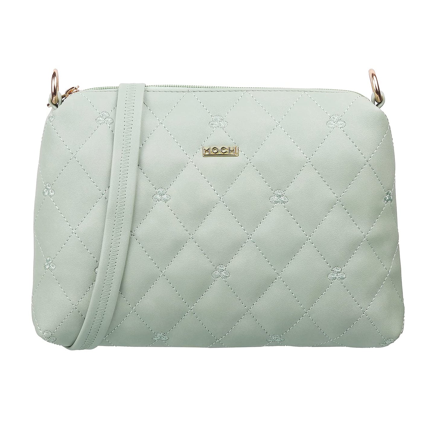 Mochi Women Lightgreen Zip Top Sling Bag (66-7354)