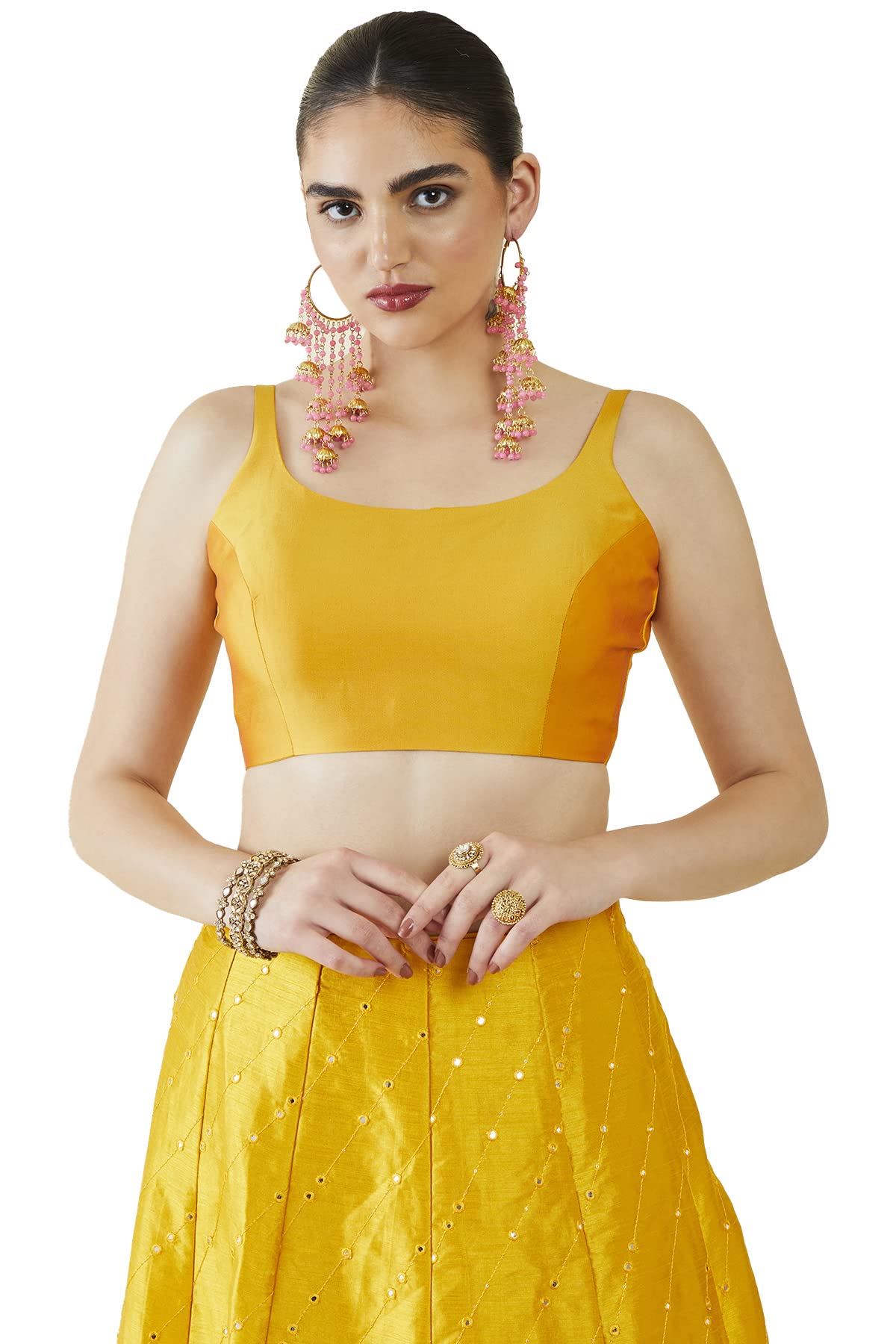 Soch Women's Satin Sleeveless Blouse_Yellow 34