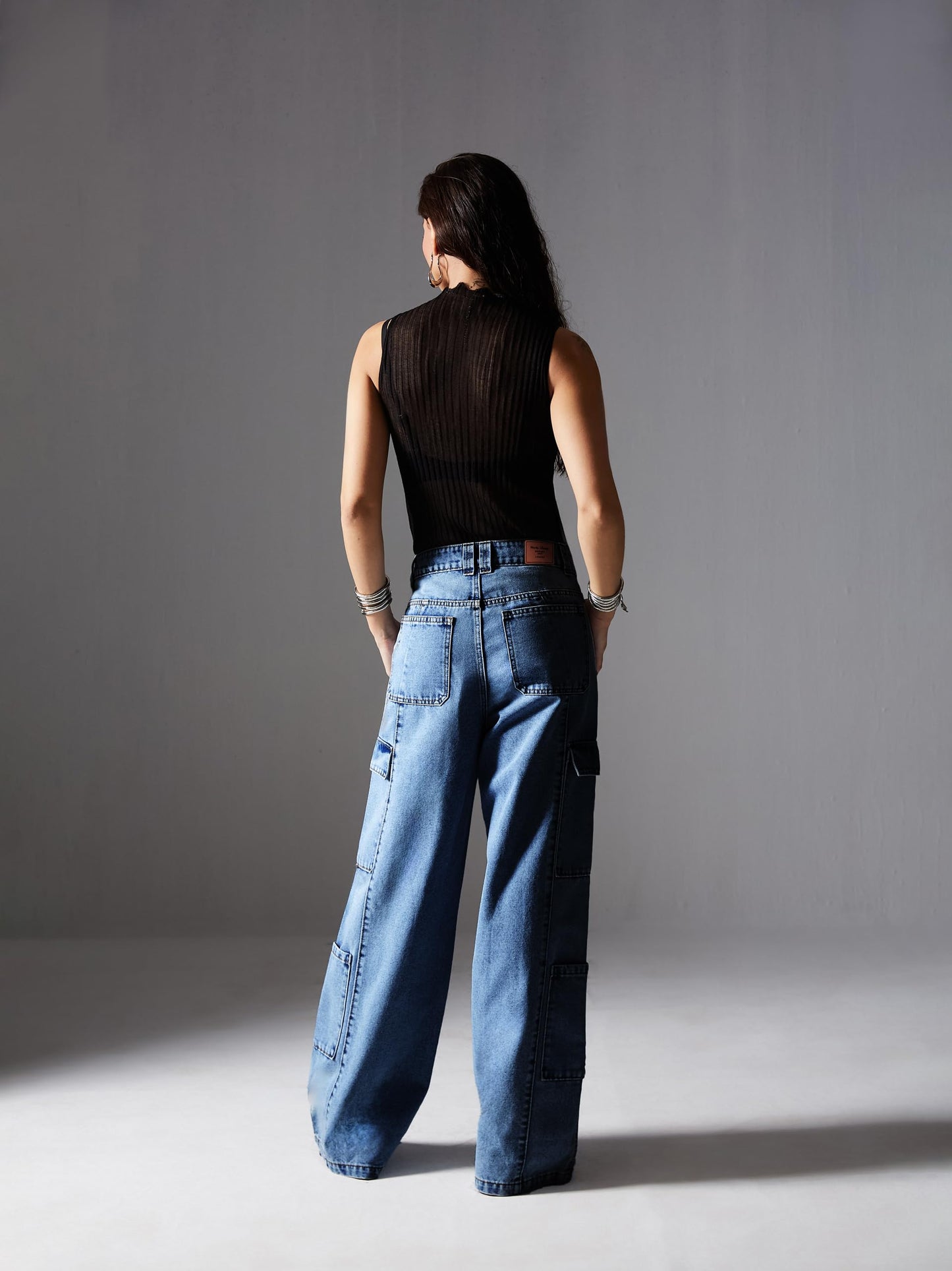 Miss Chase Women's Wide-Leg High Rise Regular Denim Pant (MCSS18DEN02-19-341-32, Dodger Blue, 32)