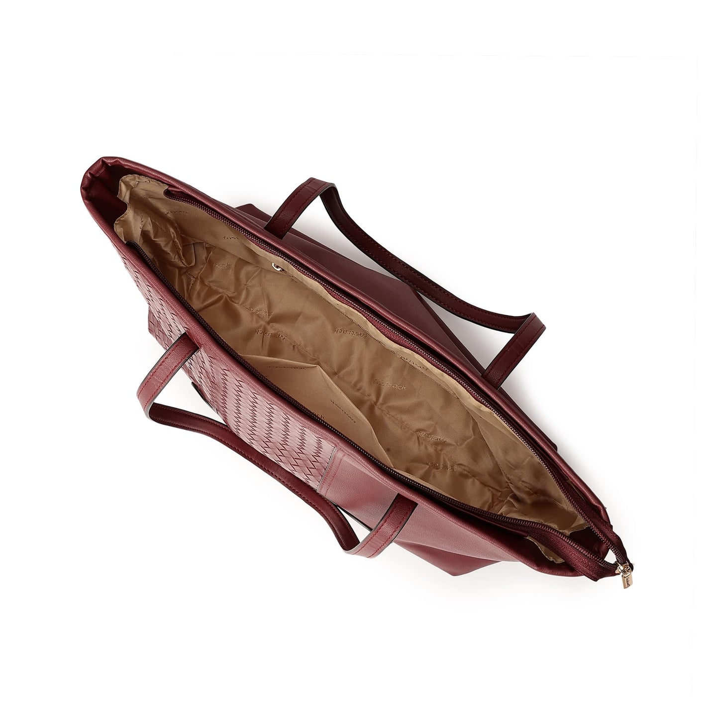 Fastrack Textured Quilted Weaving Tote Bag For Women | Fits Upto 15" Laptop | Trendy Faux Leather Tote With Zip Closure and Comfy Shoulder Straps | Spacious Handbag With Inner Pockets