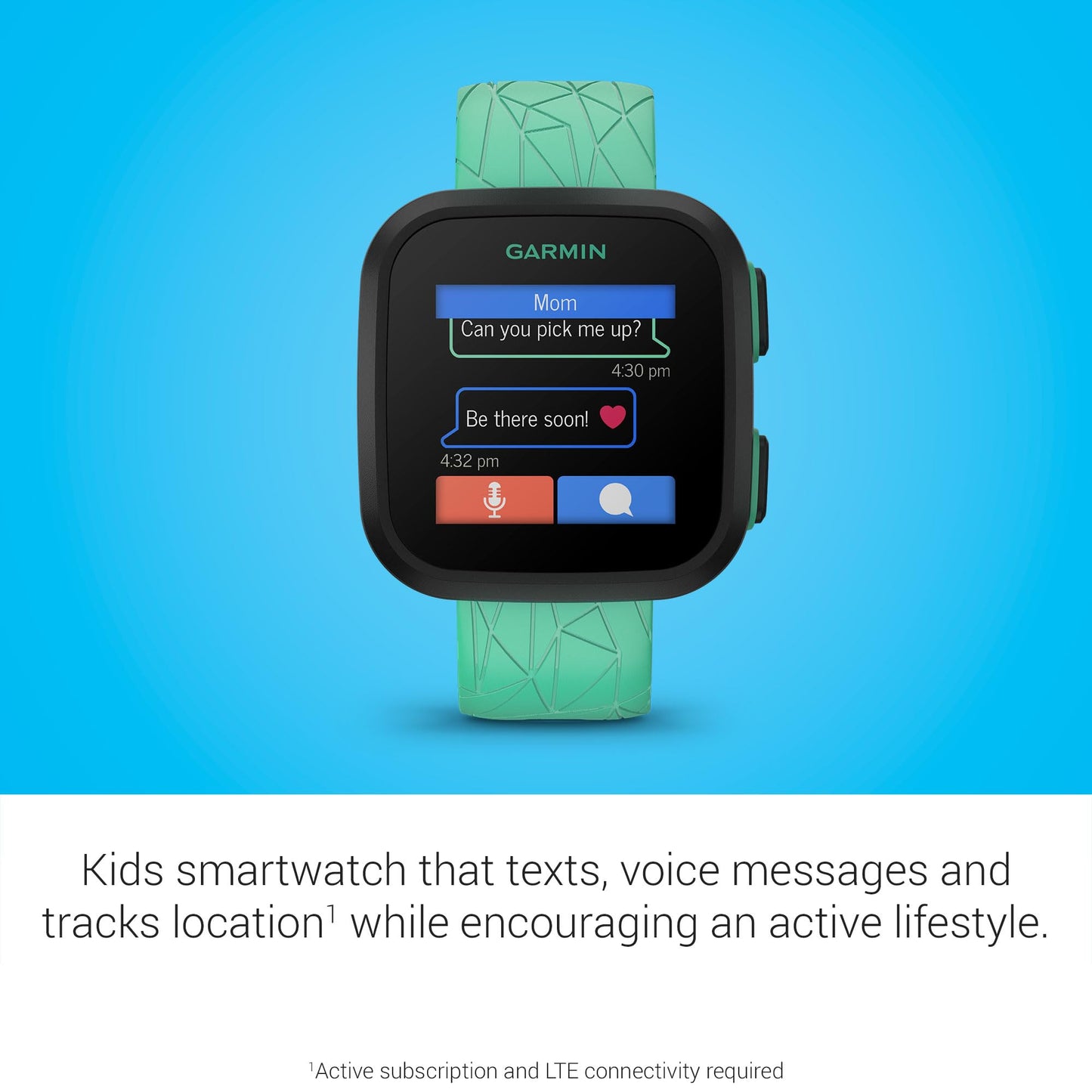 Garmin Bounce™, Kids Smartwatch, Two-Way Text and Voice Messaging, Location Tracking (Green Burst)