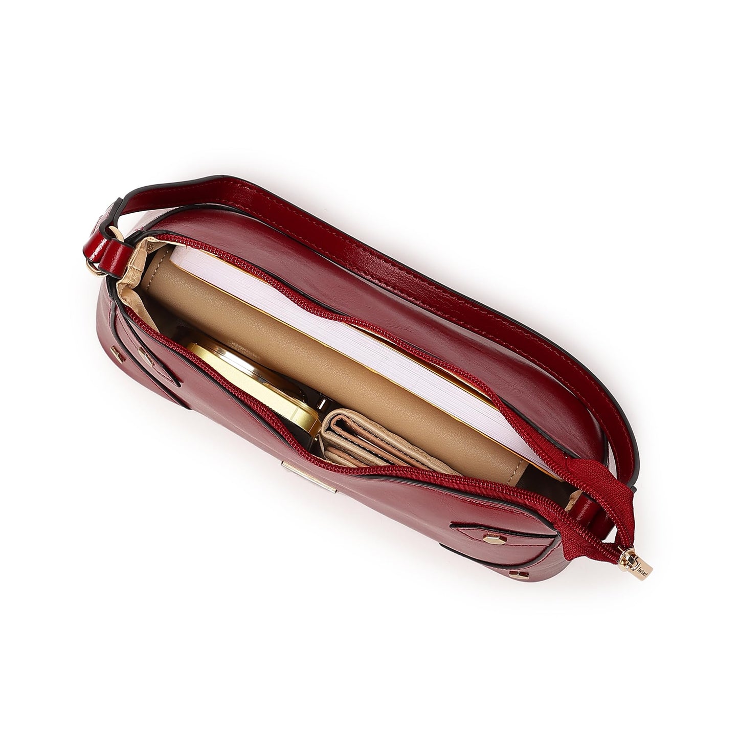 Fastrack Women's Stud Detail Shoulder Bag with Top Zip Closure | Trendy Stitching and Metal Stud Accents, Inner Zip and Slip Pockets | Comfortable Shoulder Strap | Trendy Women's Handbags