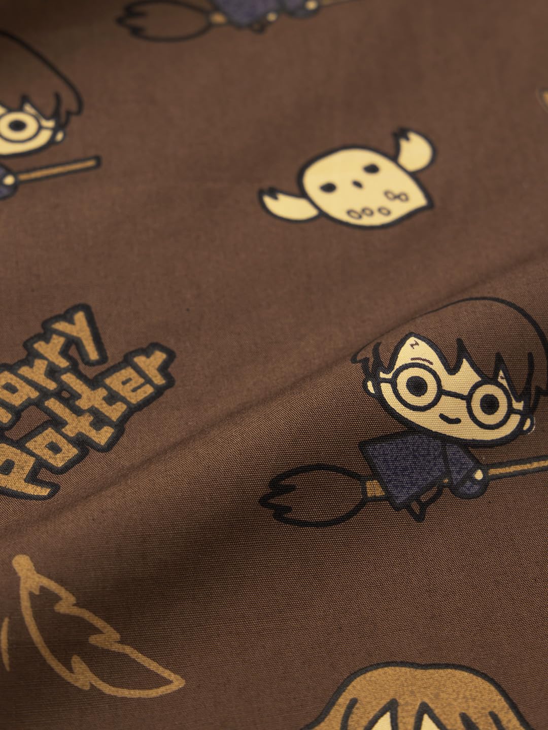 The Souled Store Harry Potter: Chibi Men and Boys Elastic Waistband Brown All-Over Print Cotton Regular Fit Lightweight Breathable Sleepwear Pyjamas |Brown