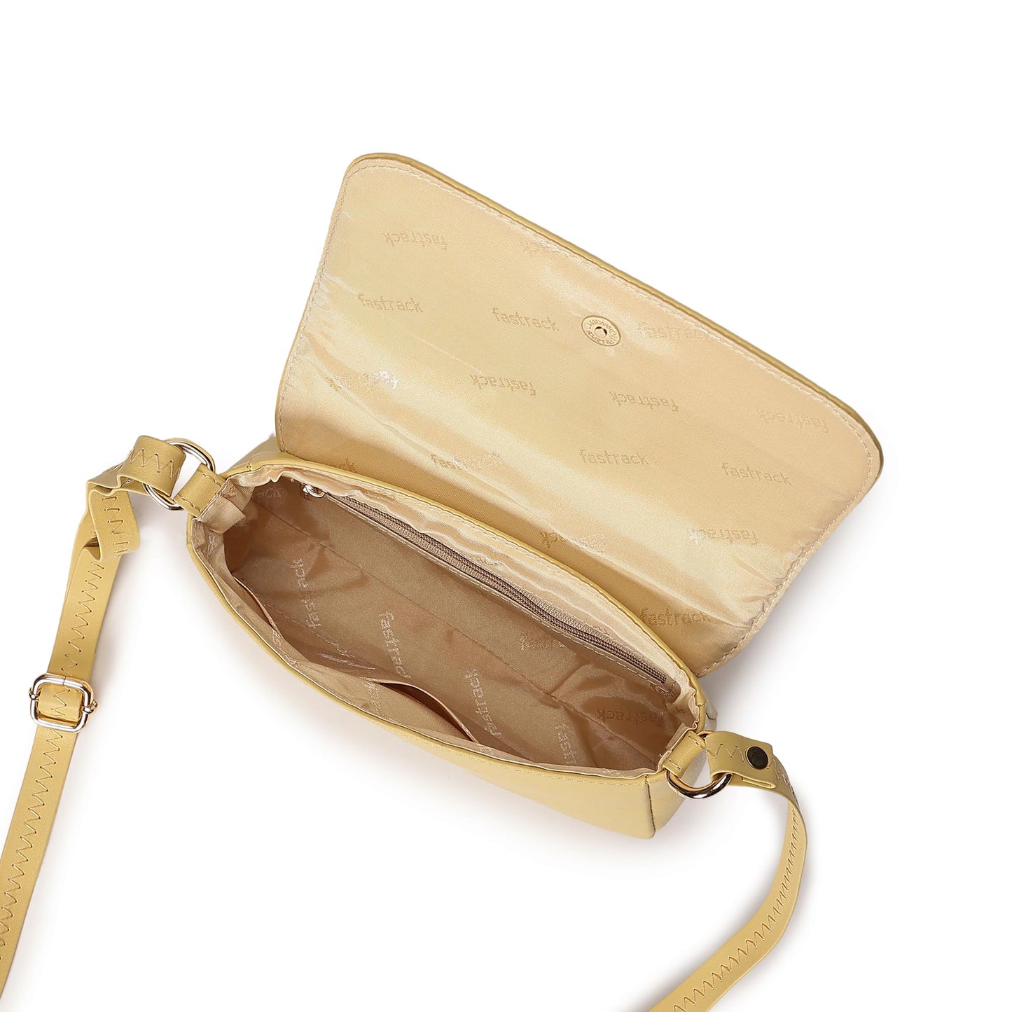 Fastrack Solid Structured Sling Bag for Women, Girls and Ladies | with Non-Detachable Sling Strap & Button Closure | Ladies Purse Handbag | Slings for Casual Carry