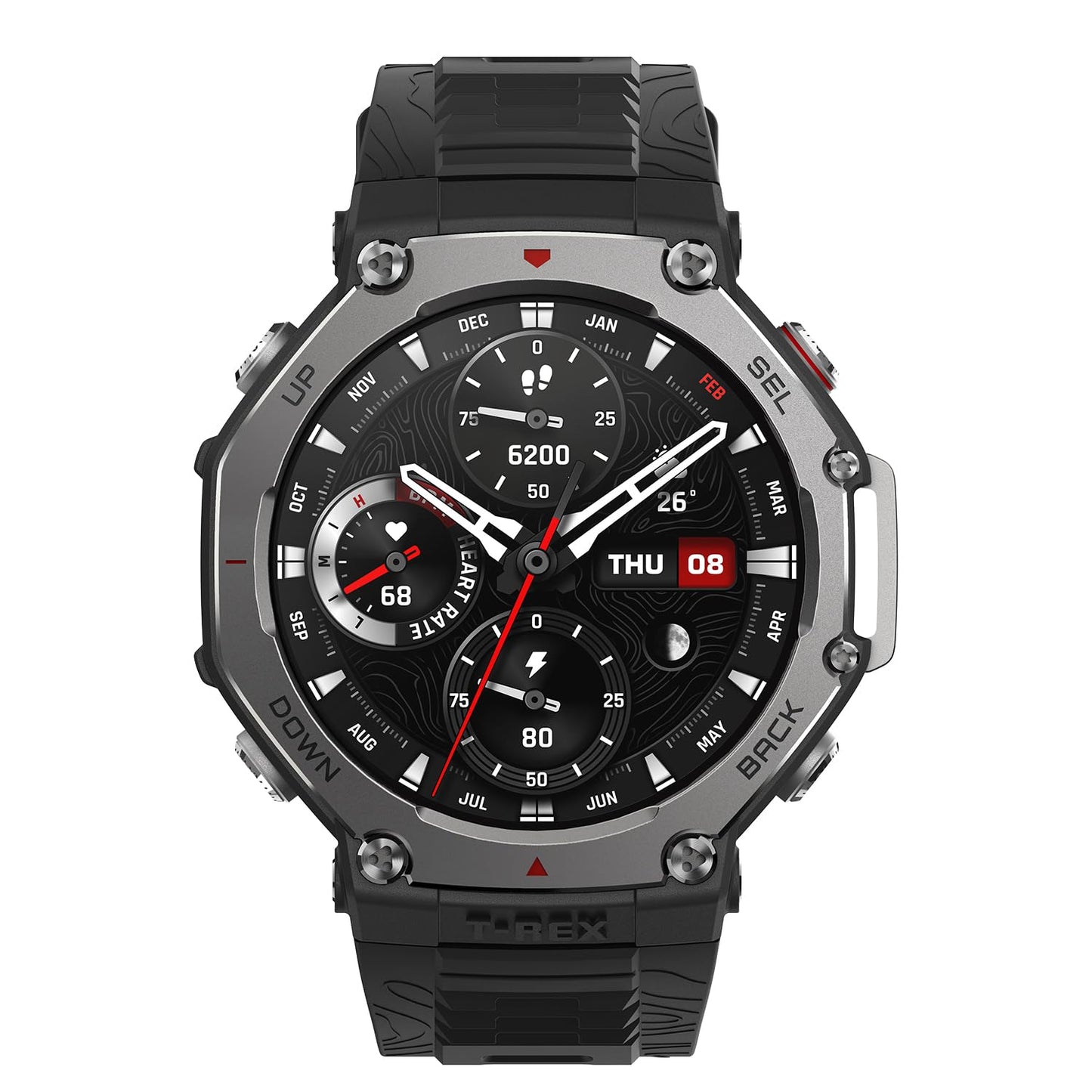 Amazfit T-Rex 3 Outdoor Rugged Military 48mm Smart Watch, Built in GPS, 27 Days Battery Life, Offline Maps, 2000 Nits Brightness, 10 ATM Water Resistance, AI Coach, for iOS & Android (Onyx)