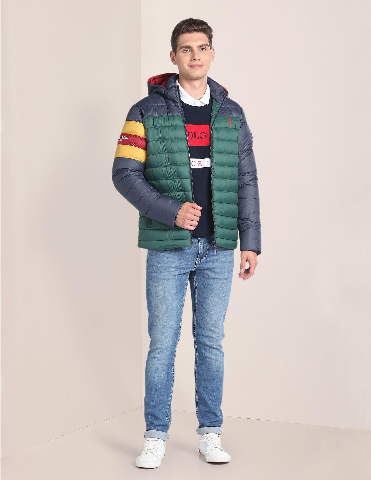 U.S. Polo Assn. Detachable Hood Colour Block Jacket
