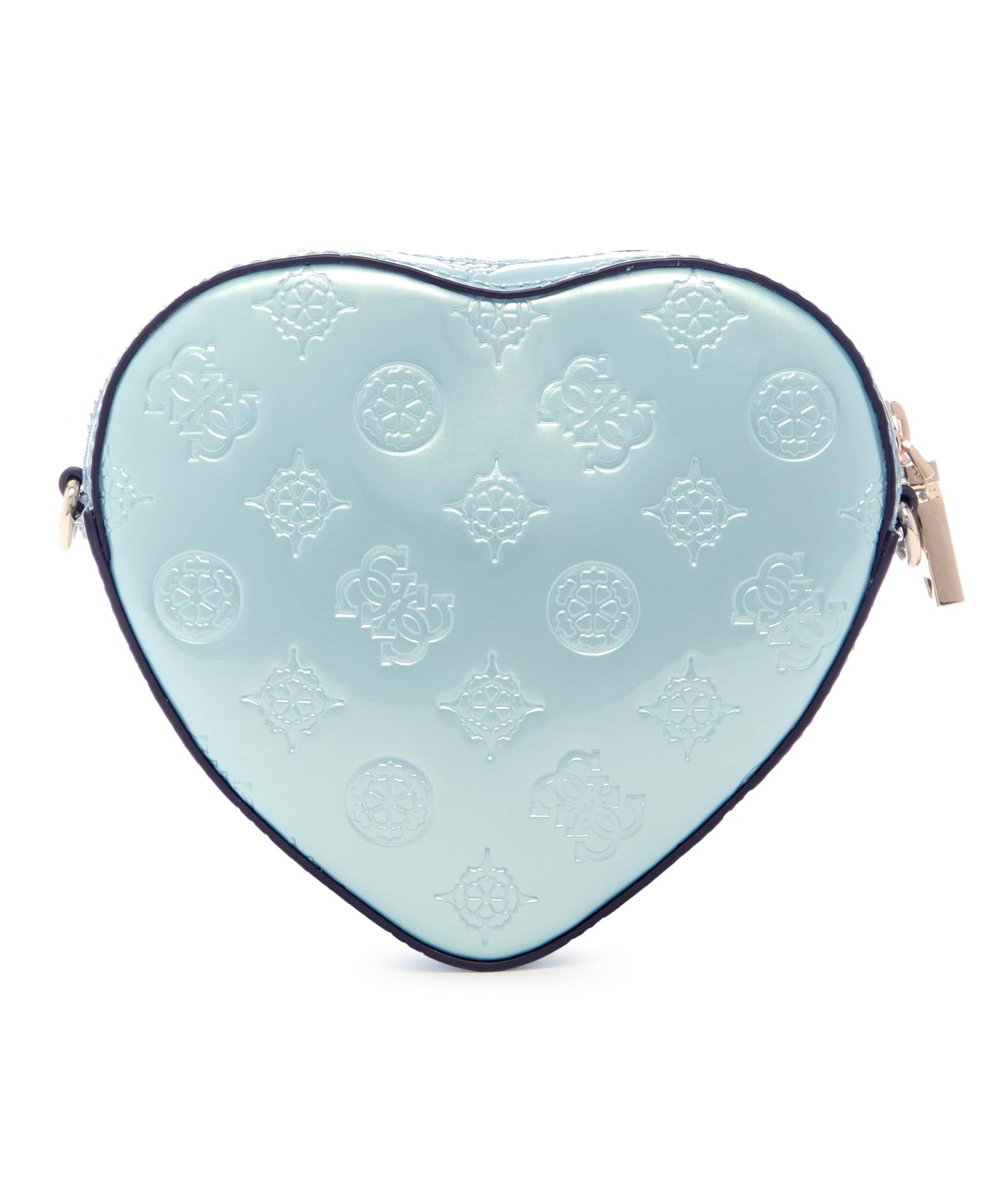 GUESS Powder Blue Logo Textured Arnela Mini Heart Shape Crossbody Bag