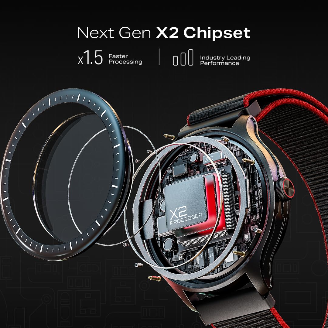 boAt Valour Watch 1 GPS, Advanced X2 Chip,6-Axis Motion 360° Tracking Sensor,15 Days Battery,1.43" AMOLED Display w/Gorilla Glass, AI Based Auto Gym, GPS, Smart Watches for Men & Women (Fusion Black)