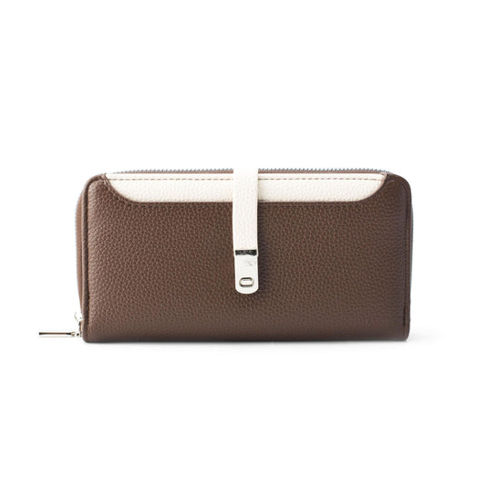 Lino Perros Womens Faux Leather Avril Dual Tone Coffee Functional Wallet