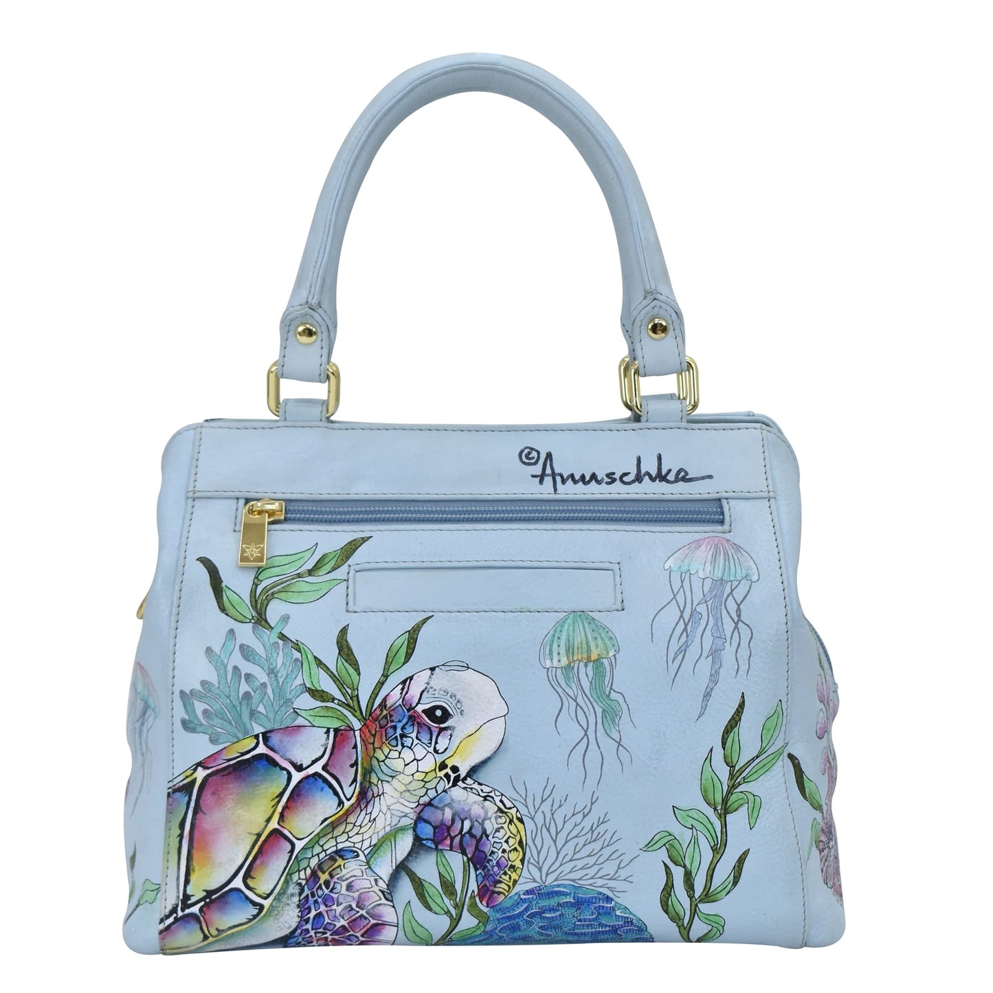 Anuschka Women’s Hand-Painted Genuine Leather Multi Compartment Satchel - Underwater Beauty