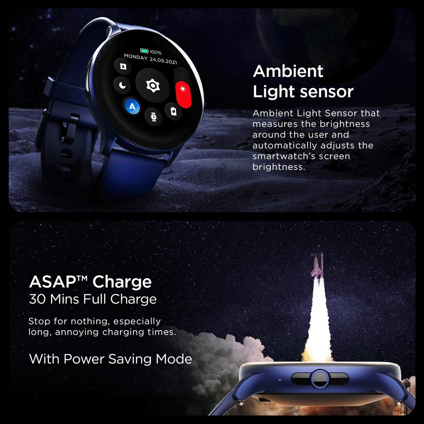 boAt Lunar Call Pro Smart Watch with 1.39 AMOLED Display, BT Calling,DIY Watch Face Studio, Coins, SensAI(Cricket Analysis),Apollo 3 Blue Plus Processor,Ambient Light Sensor(Deep Blue)