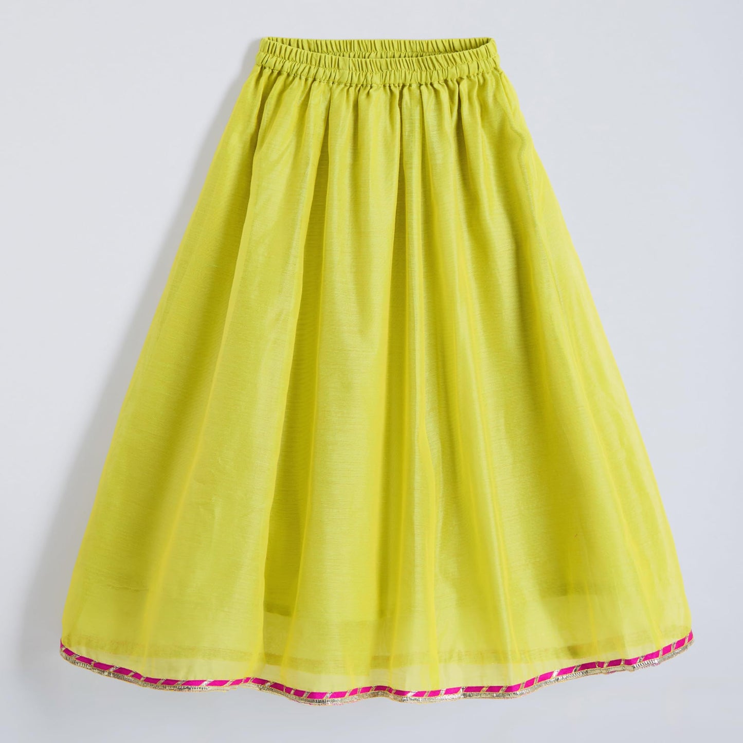 Hopscotch Girls Sleeveless Pink 2-Pc Sequin Lace Trim Lehenga Choli Set For Ages (9-10 Years)