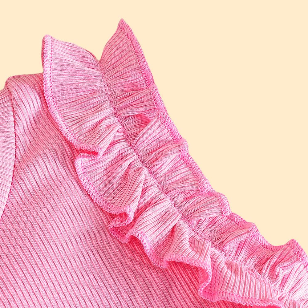 Hoscotch Girls Textured Pink Sleeveless Short Set