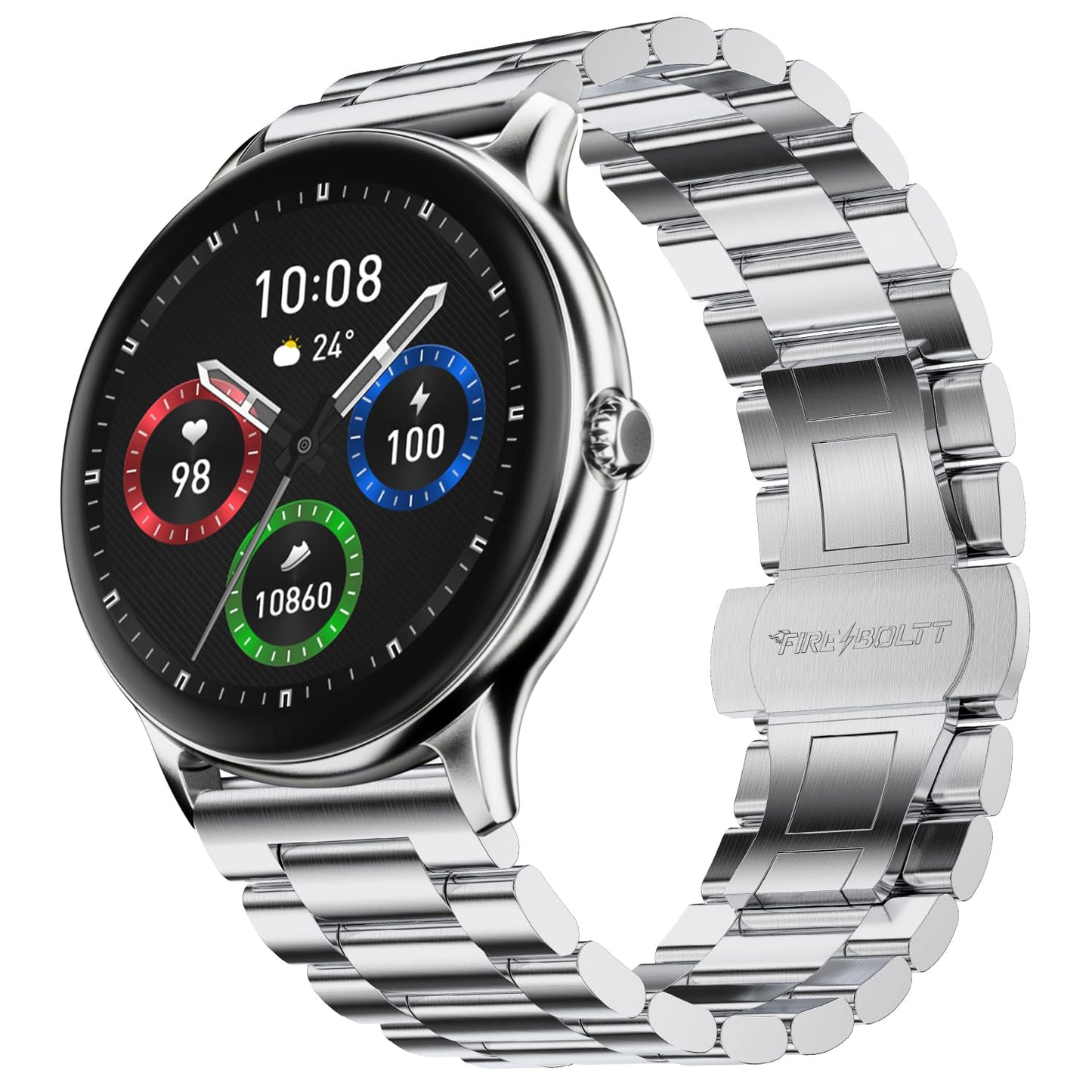 Fire-Boltt Newly Launched Phoenix Ultra Blaze Luxury Stainless Steel, Bluetooth Calling Smart Watch, AI Voice Assistant, Metal Body with 120+ Sports Modes, SpO2, Heart Rate Monitoring (Silver)