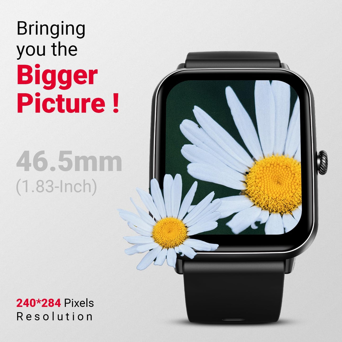 Fire-Boltt Ninja Call Pro Plus Smart Watch 1.83” HD Display, Bluetooth Calling, AI Voice Assistant, 100 Sports Modes, IP67 Waterproof, SpO2 Monitor, Smart Watch for Man & Woman- Black