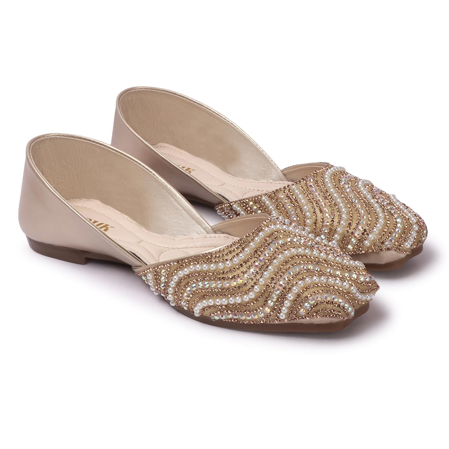 SVYA Juttis & Mojaris Traditional Hand Embroidered Stone Designs for Women & Girls (Copper, UK Footwear Size System, Adult, Women, Numeric, Medium, 3)