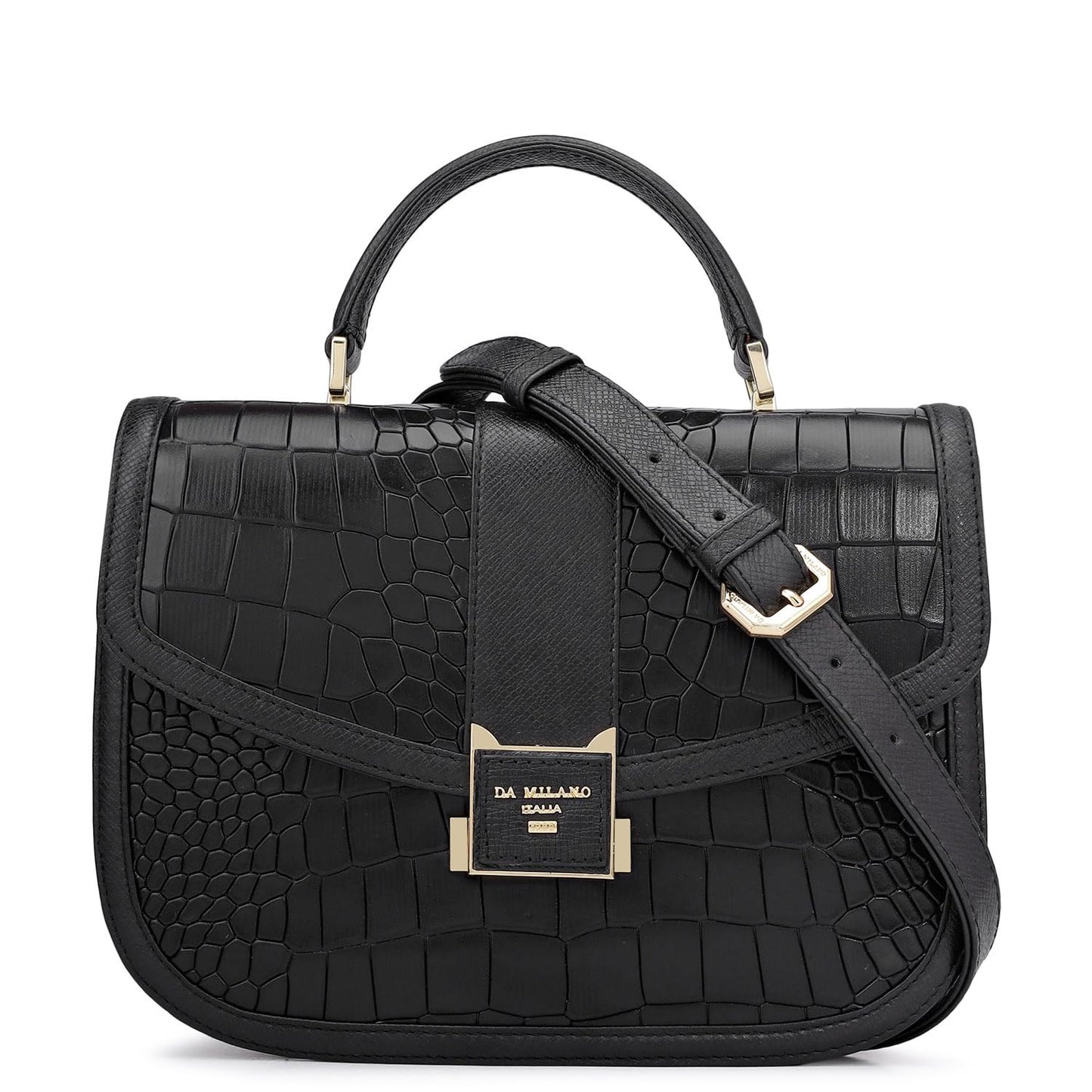 Da Milano Leather Satchel for Women - Black