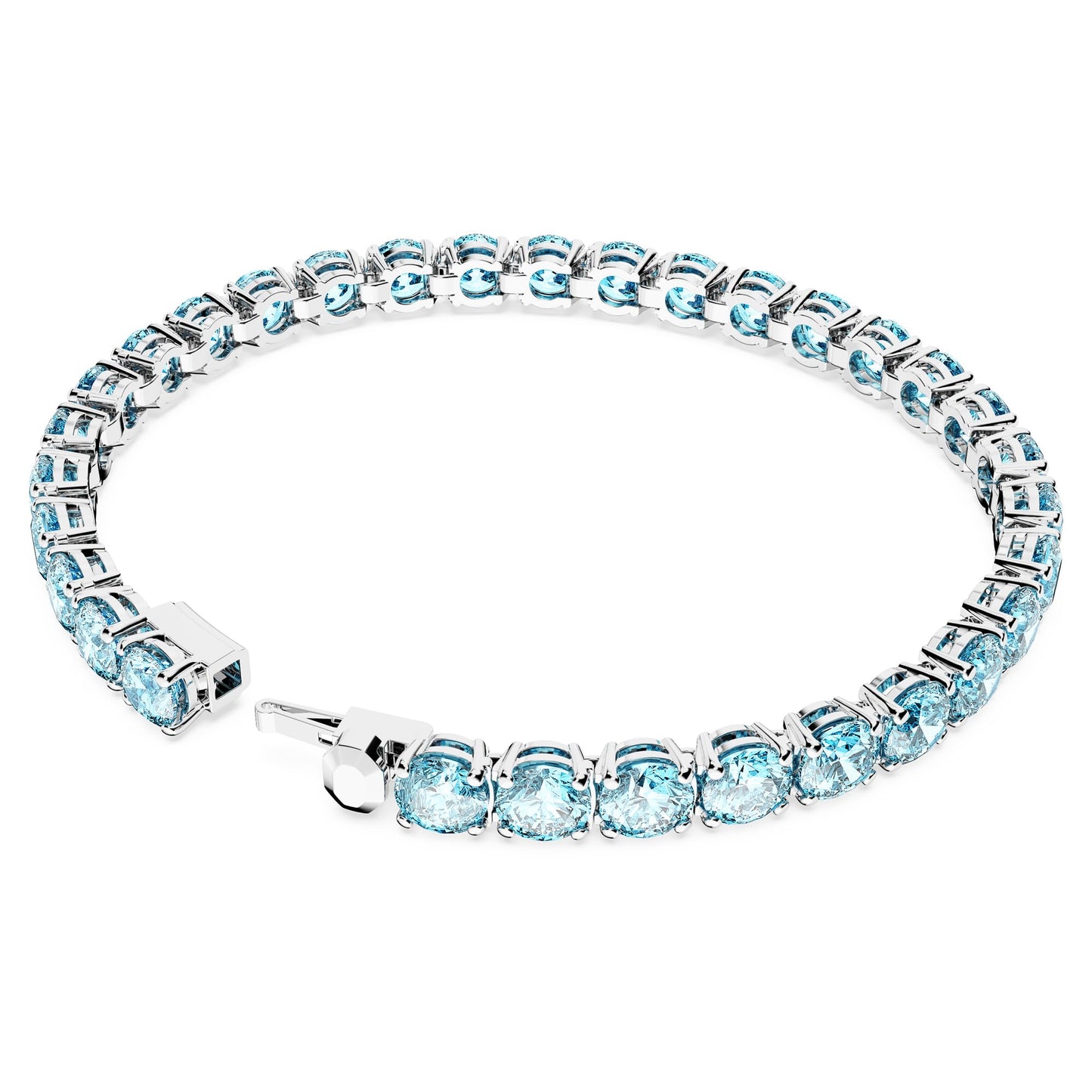 Swarovski Matrix Tennis bracelet, Round cut, Blue, Rhodium plated