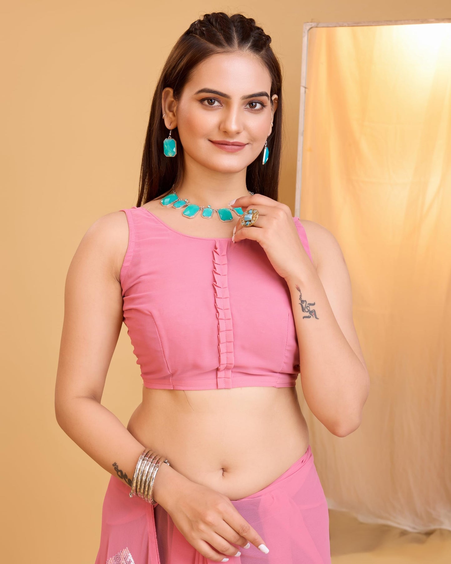 Ekasya Women Soft Georgette Printed Ready to Wear Saree (E5635_1) - Nice Design, Elegant, Comfortable Fit, Perfect for Casual & Semi-Formal Occasions, Stylish & Easy to Wear Saree E2070_6